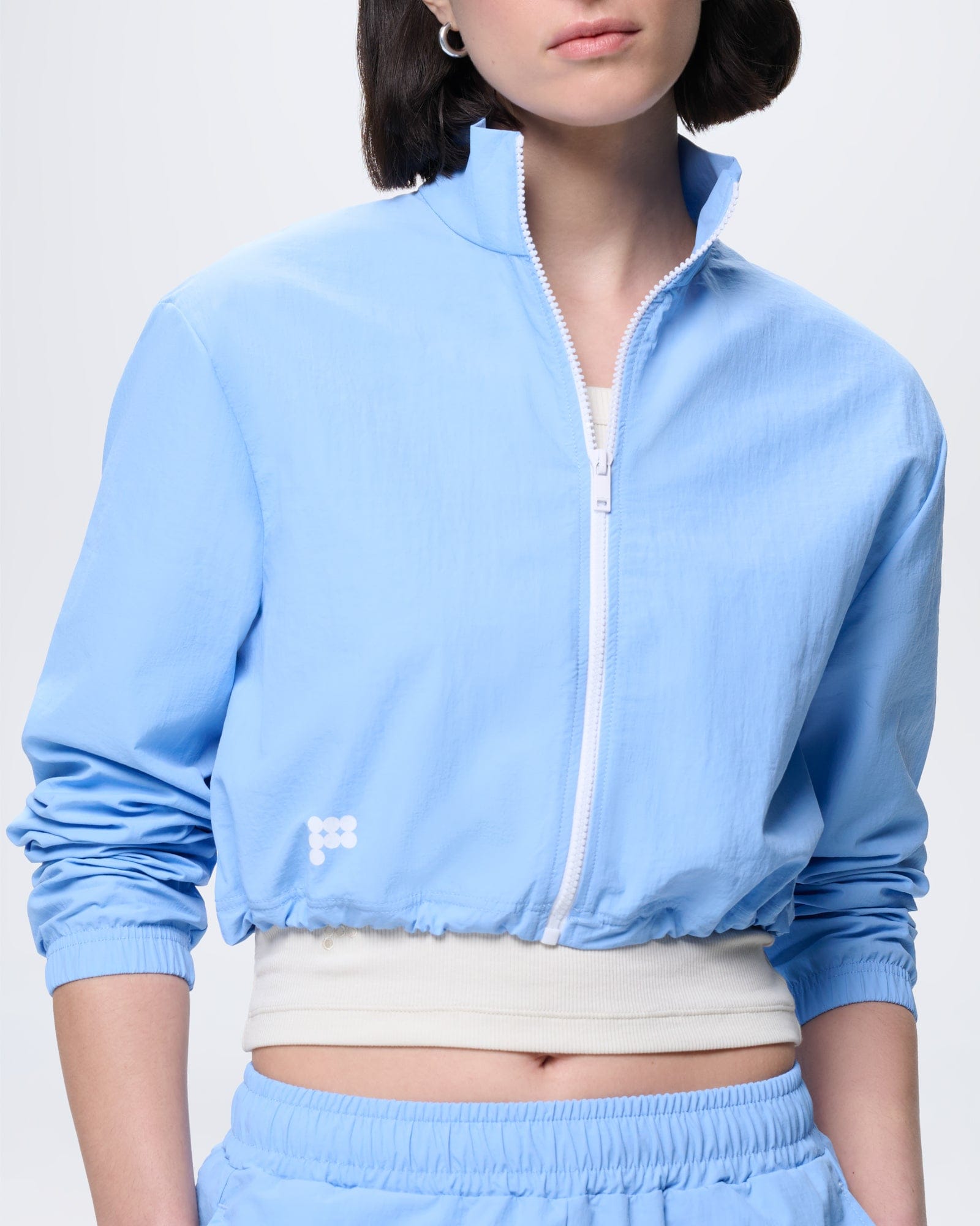 Womens Recycled Nylon Zip Up Jacket—Dewdrop Blue