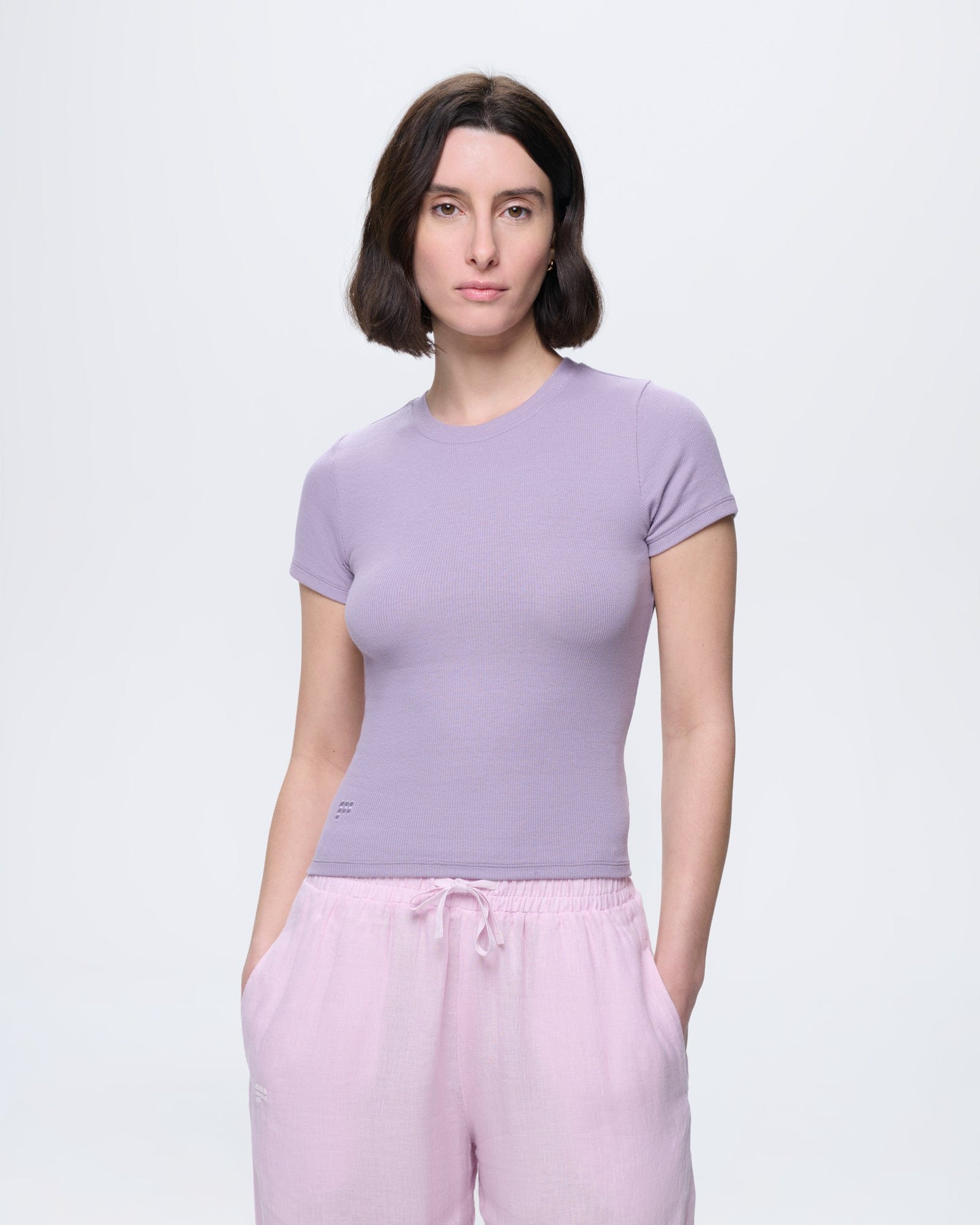 Womens Rib T-Shirt—Dusty Mauve