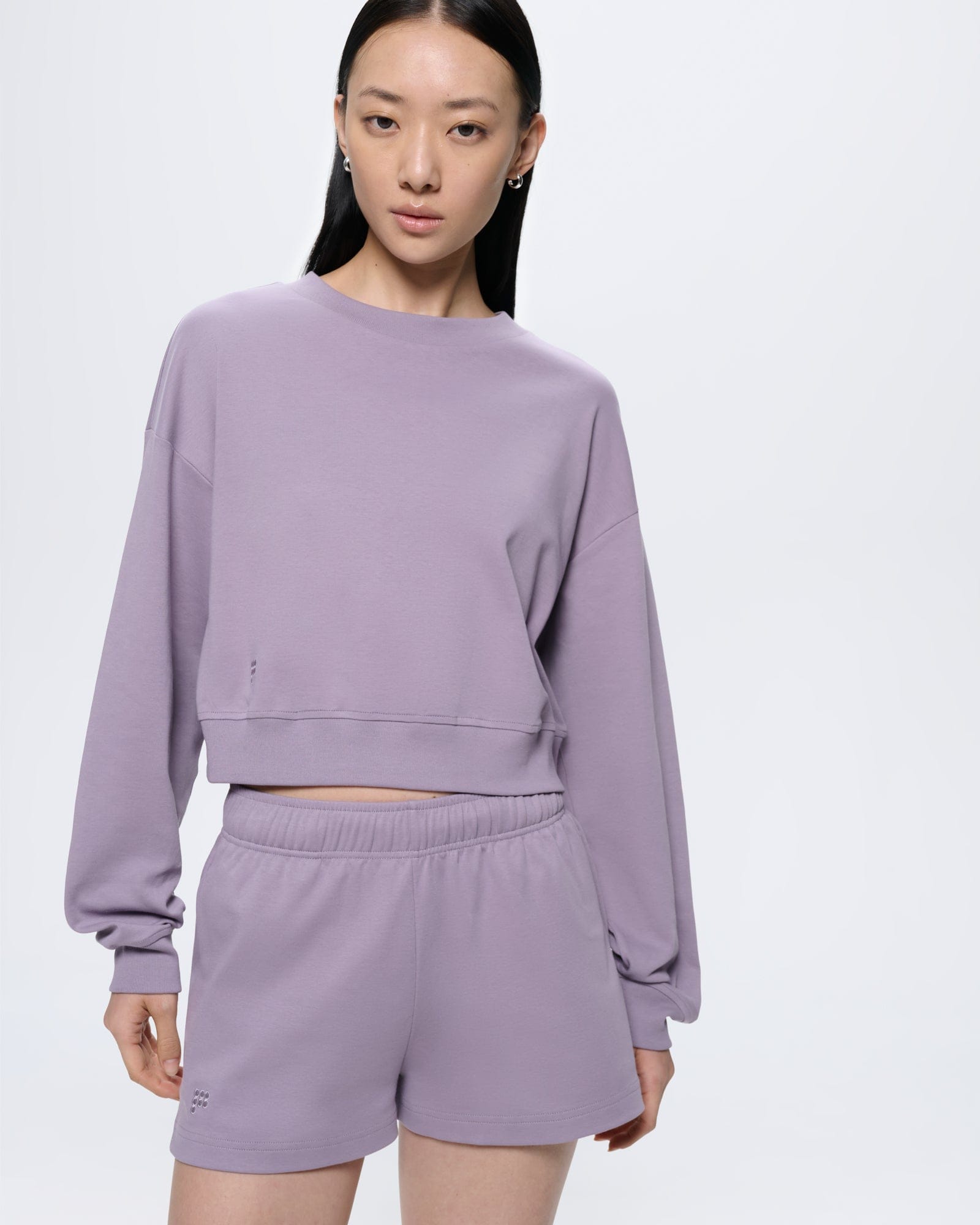 Womens Cropped Sweatshirt—Grey Marl