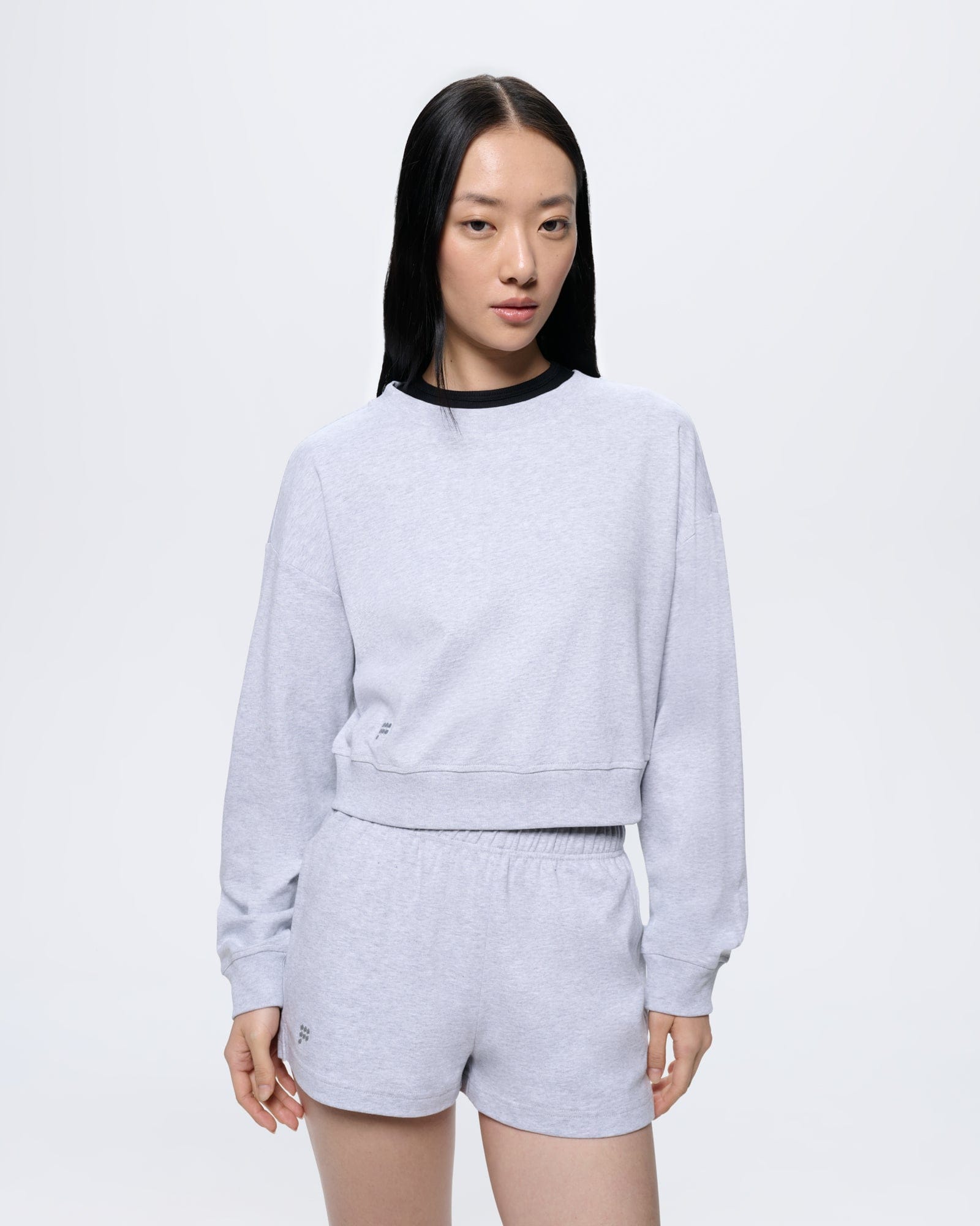 Womens Cropped Sweatshirt—Grey Marl