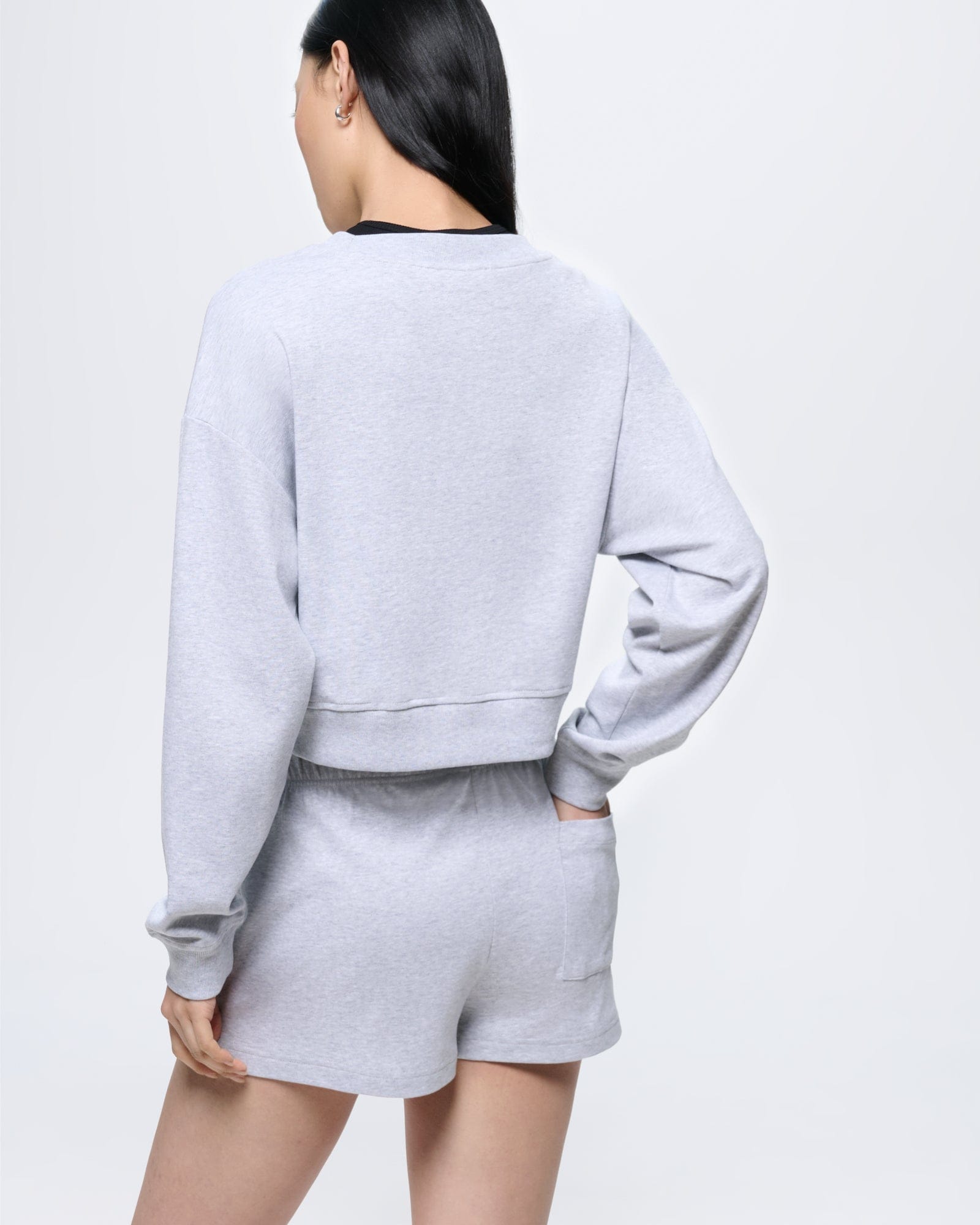 Womens Cropped Sweatshirt—Grey Marl