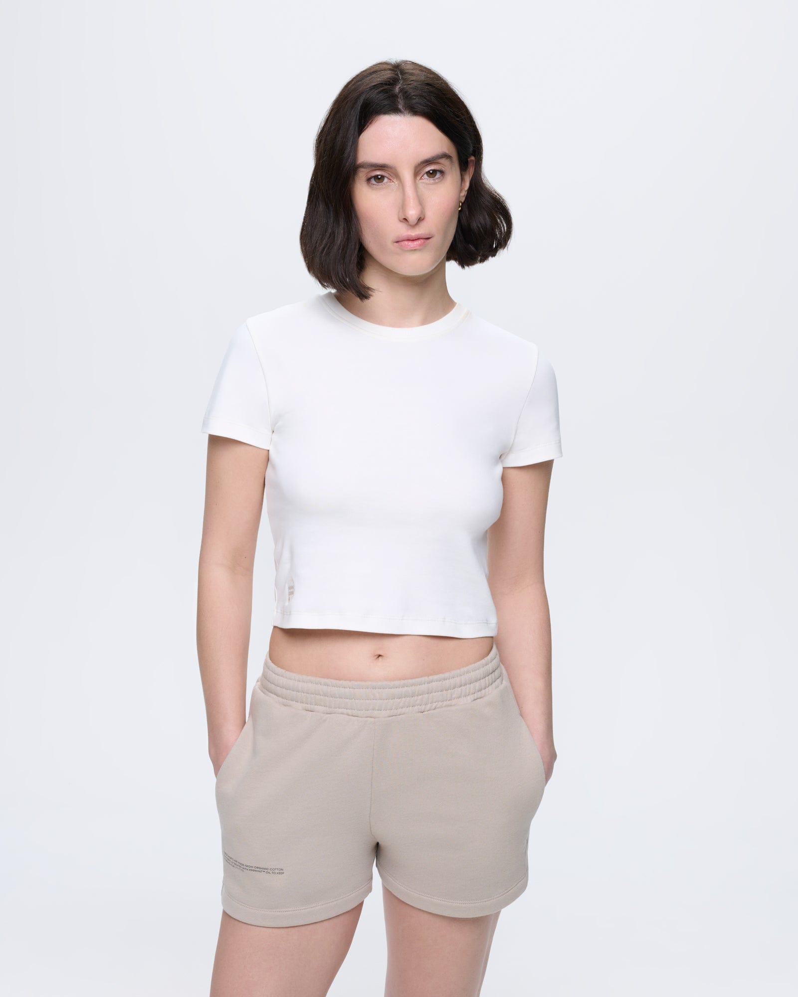 Womens Summer Cropped T-Shirt—Off-White