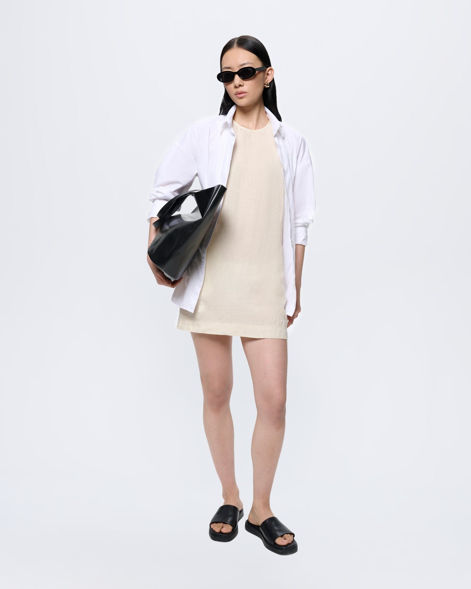 Womens Linen Dress—Bone White