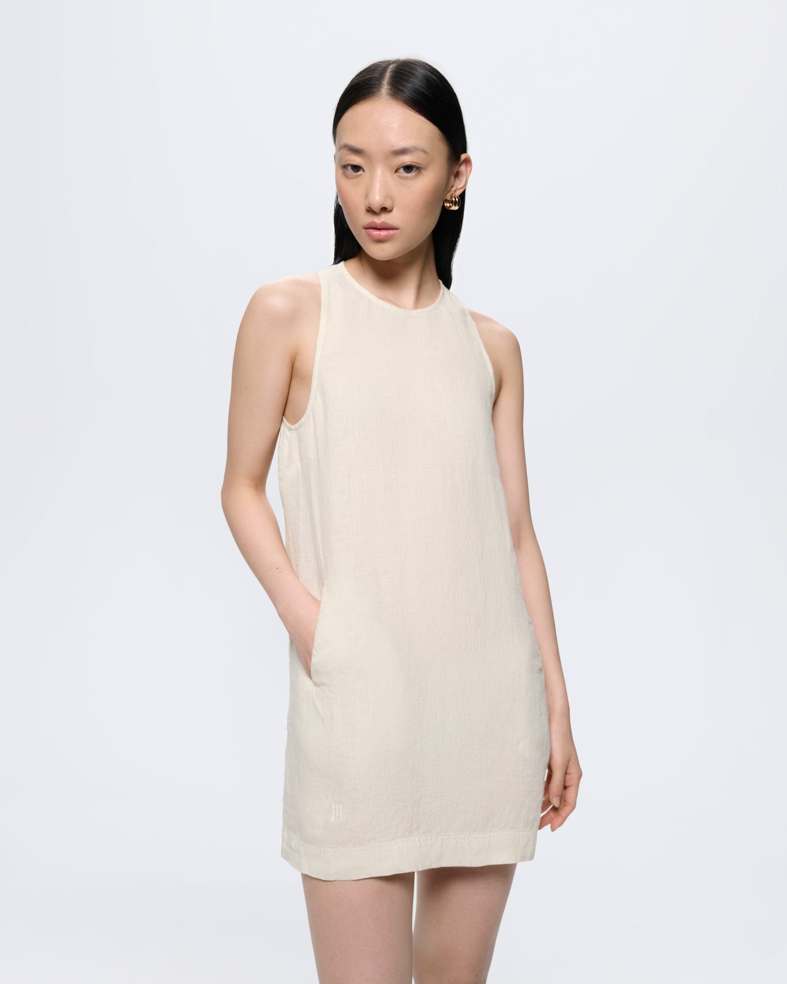 PANGAIA - Womens Linen DressBone White - M PANGAIA - Womens Linen DressBone White - M