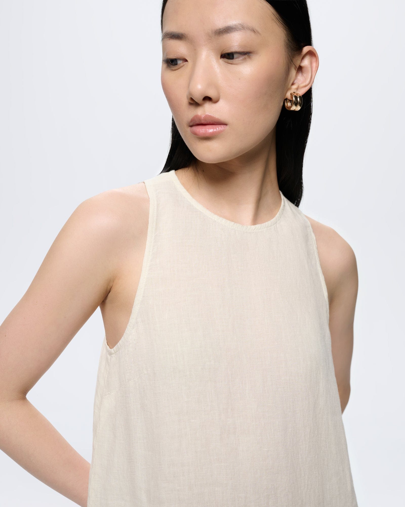 PANGAIA - Womens Linen DressBone White - M PANGAIA - Womens Linen DressBone White - M