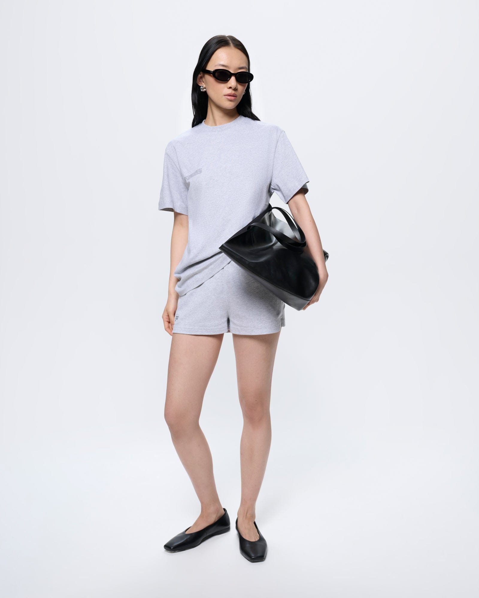 Womens Cotton Shorts—Grey Marl