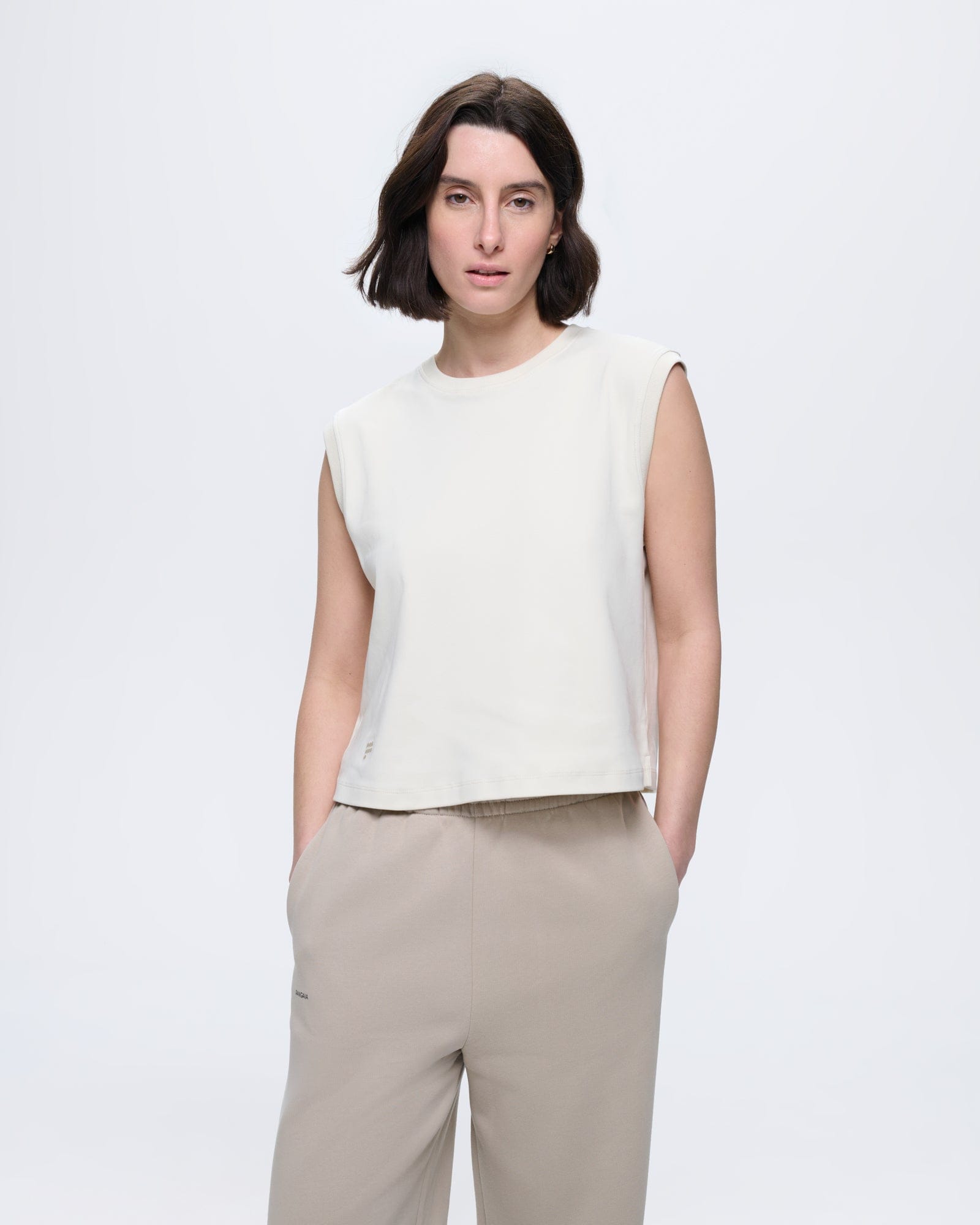 Womens Summer Sleeveless T-Shirt—Bone White