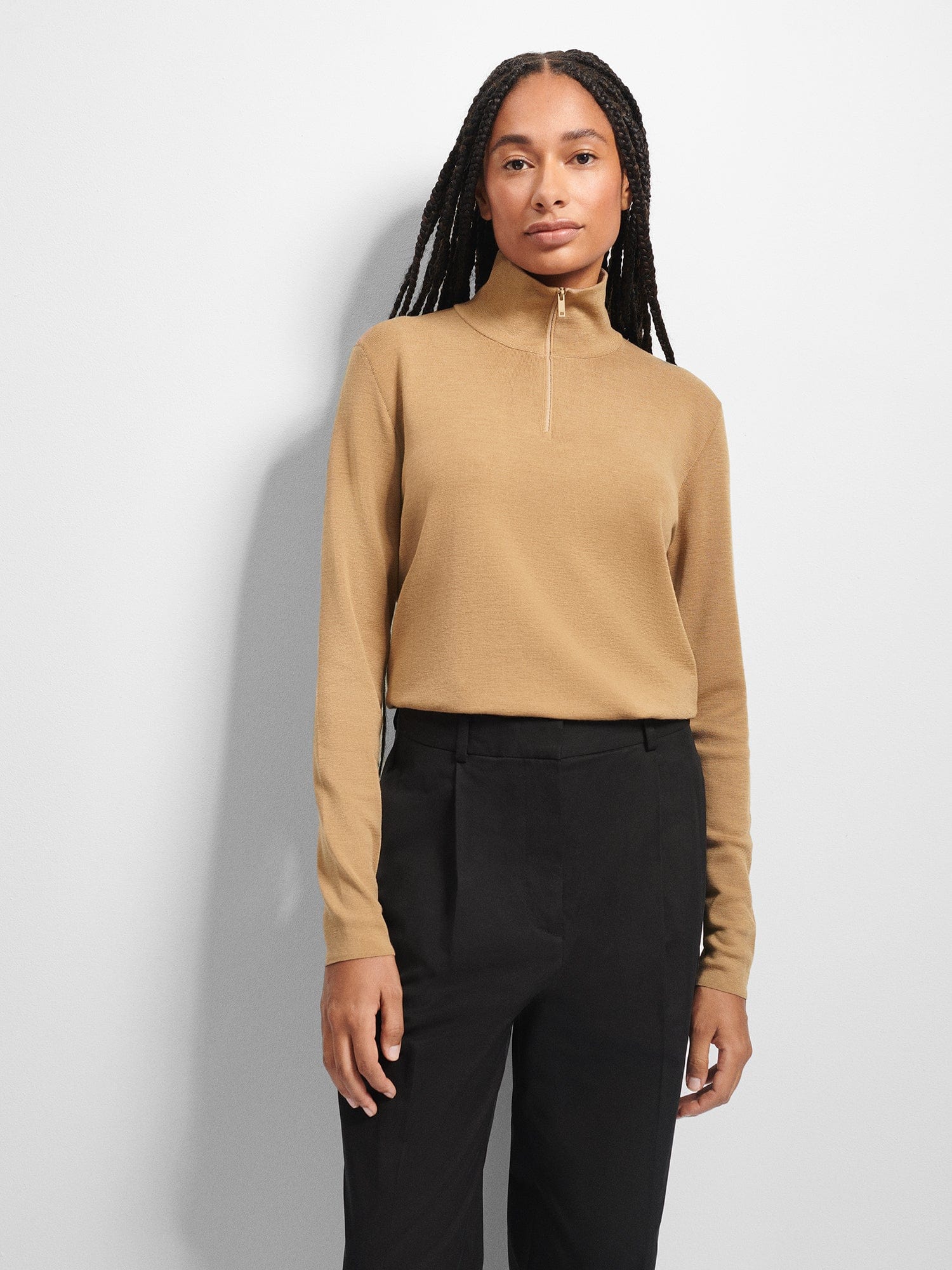 Regenerative Merino Wool Half-zip Sweater - Camel - Pangaia