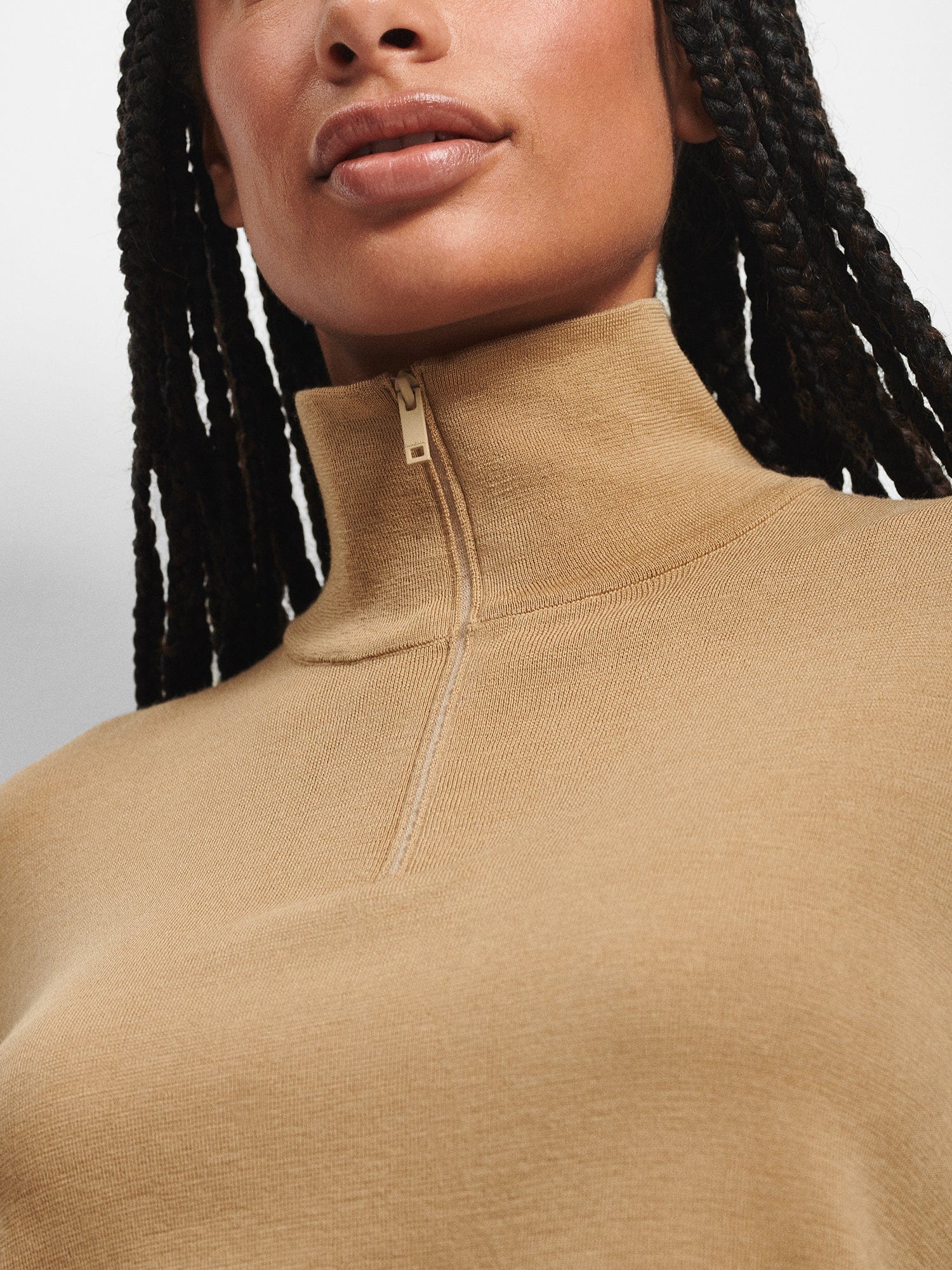 Regenerative Merino Wool Half-zip Sweater - Camel - Pangaia