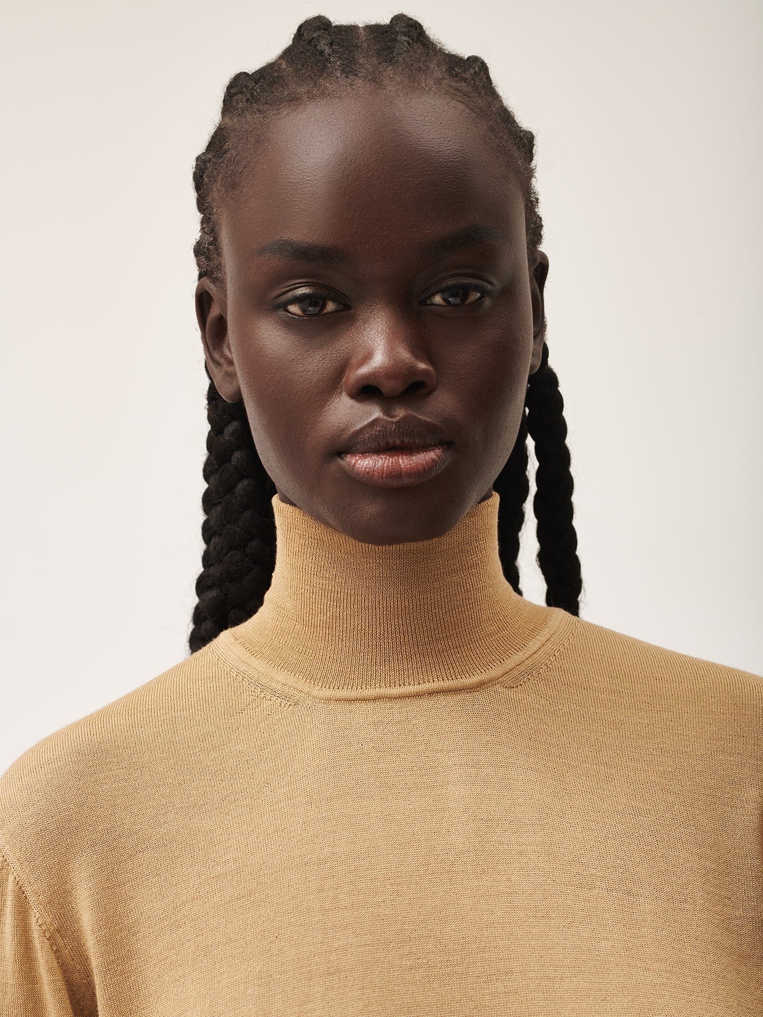 Camel color turtleneck on sale sweater