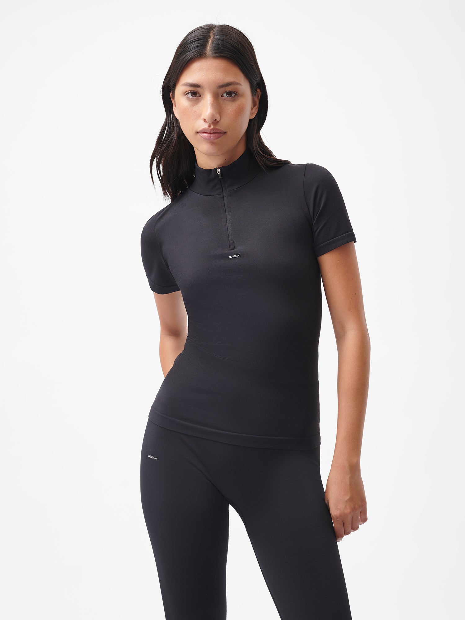 Womens-Active-Seamless-SS-Zip-Top-Black-female-1