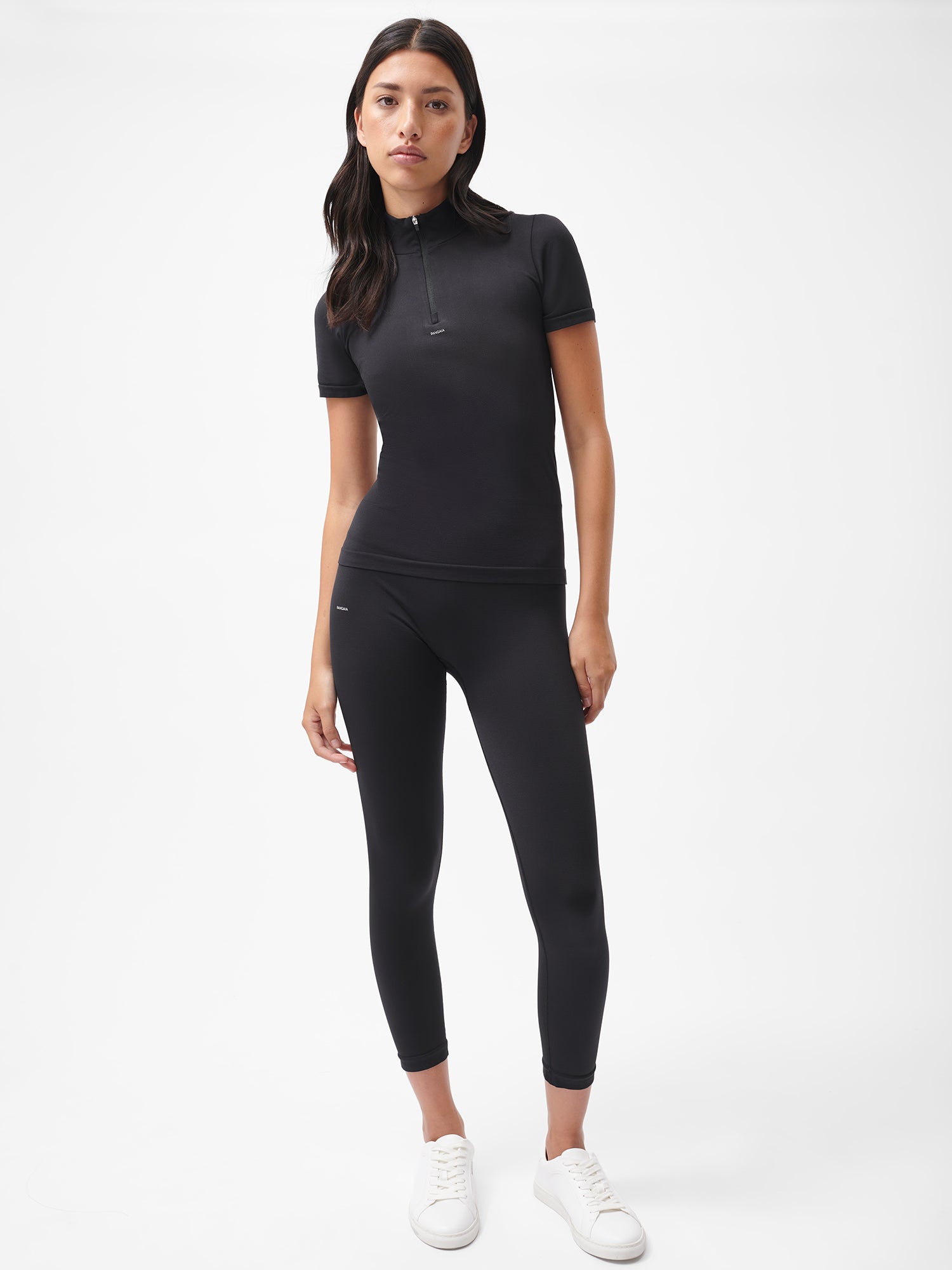 Womens-Active-Seamless-SS-Zip-Top-Black-female-4