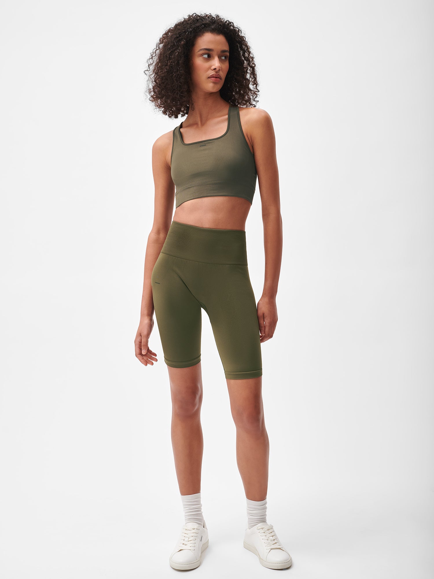 Womens-Active-Seamless-Shorts-Soil-Brown-Model-female-1