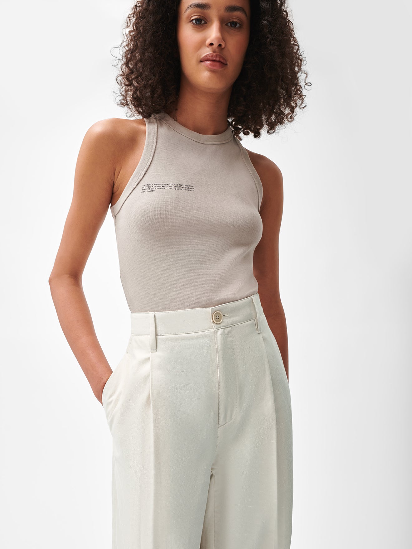 Women's Cotton Linen Pants—limestone