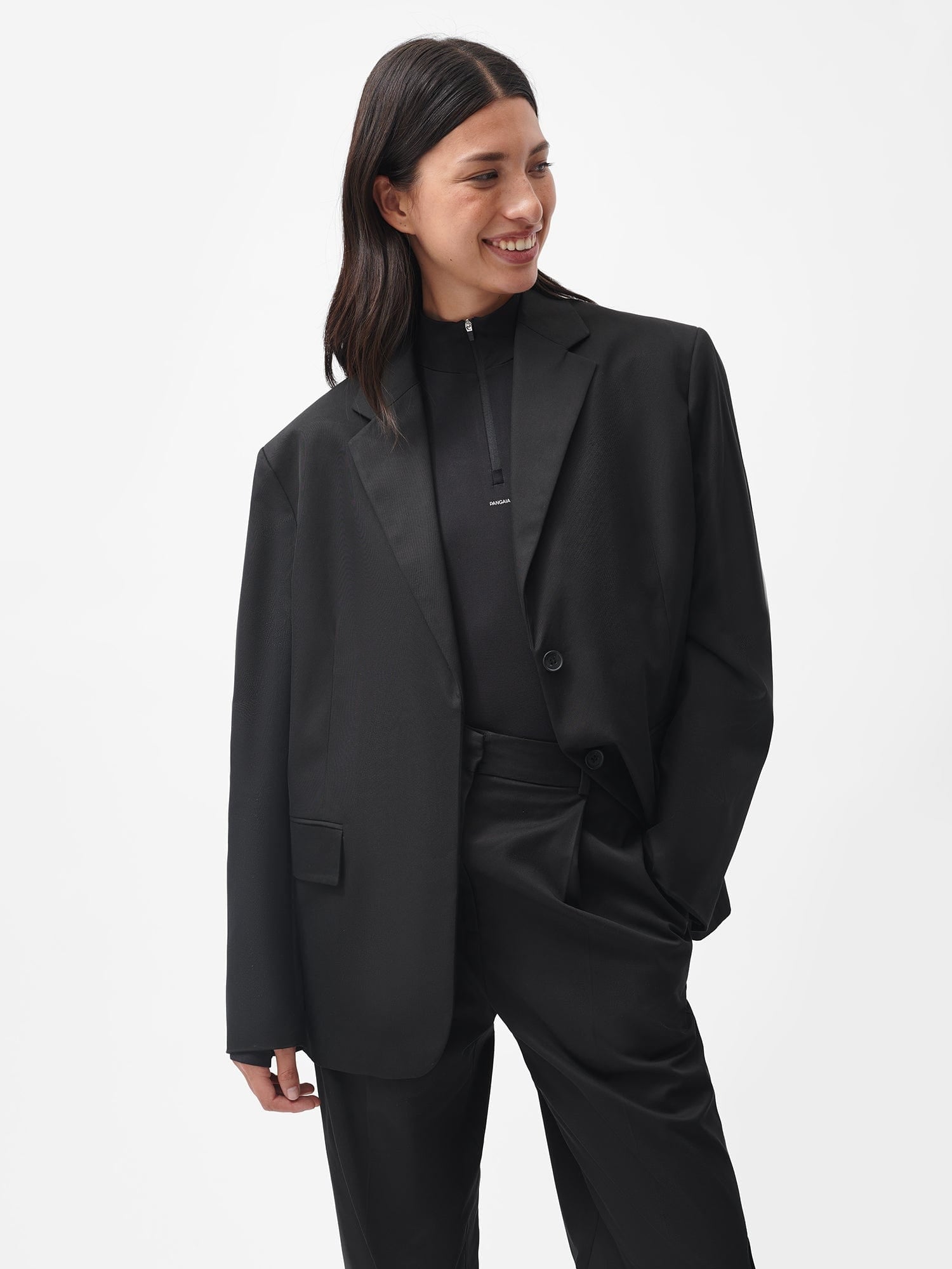 Oversized Blazer Ladies Black Tailored Jacket Long Women's