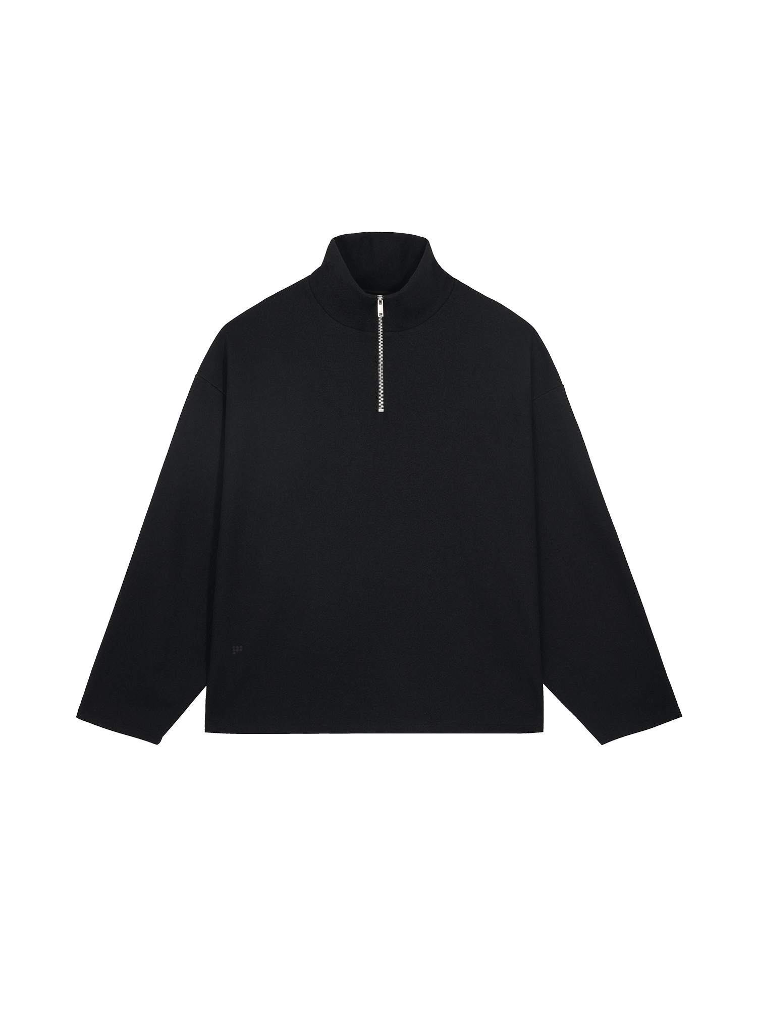 Women's Black Recycled Wool Jersey Half-zip Sweater PANGAIA