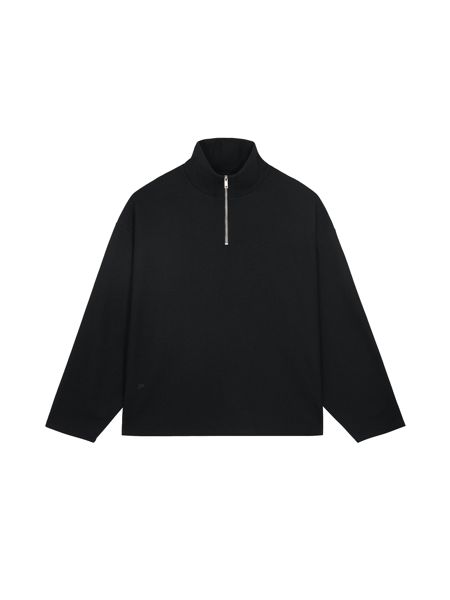 Womens-Wool-Jersey-Half-Zip-Sweatshirt-Black-packshot-2