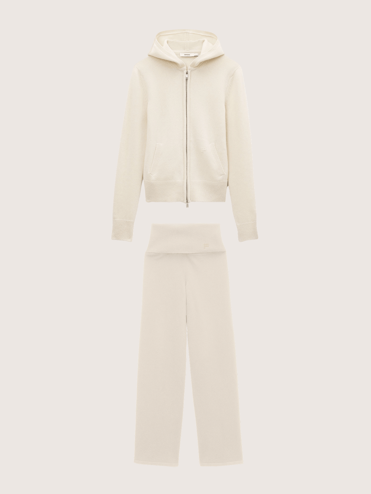 Womens Cashmere and Merino Wool Blend Zip Up Hoodie and Trousers Set—Soft Void