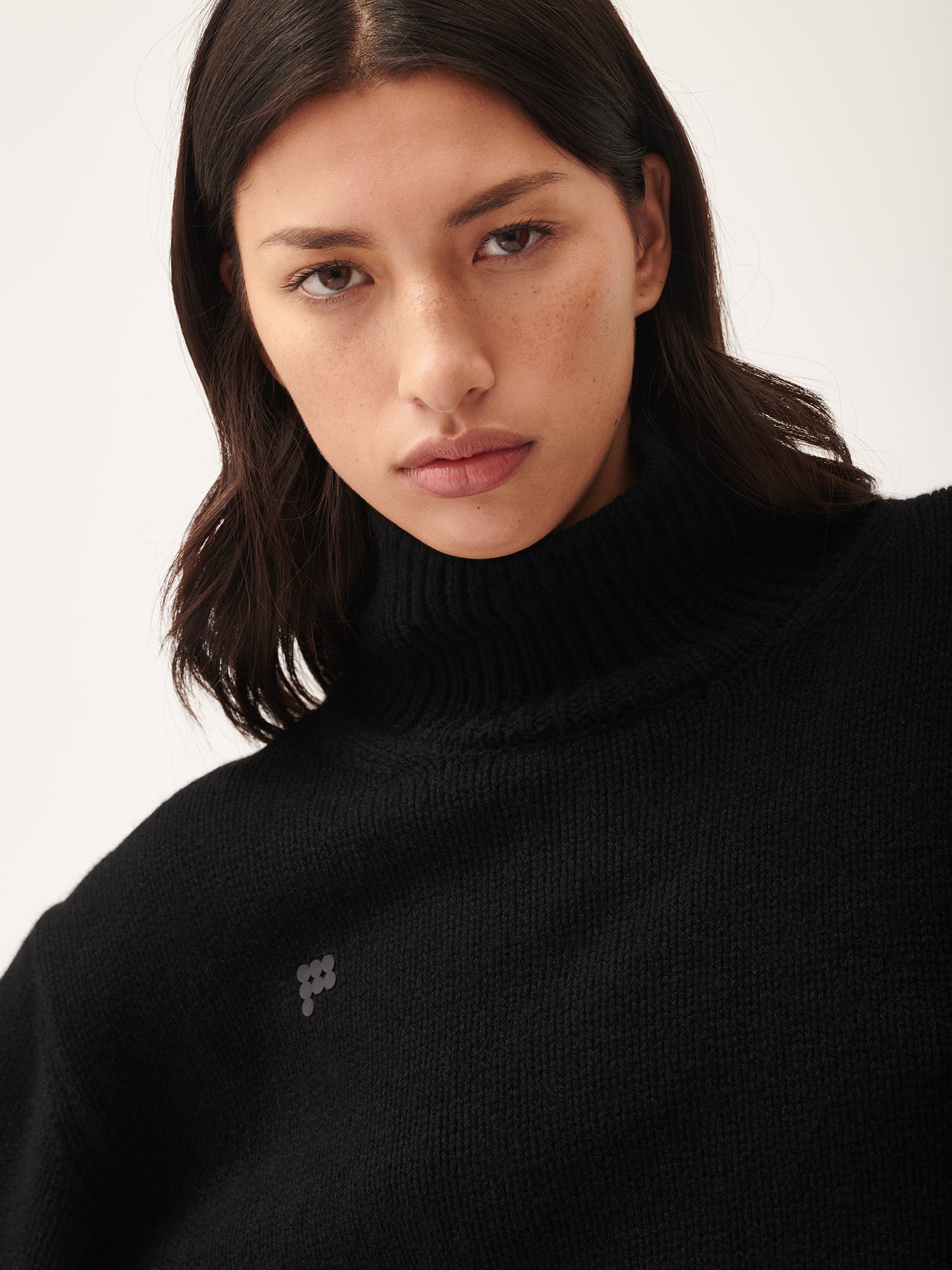 Women's Black Recycled Cashmere Turtleneck Sweater | Pangaia