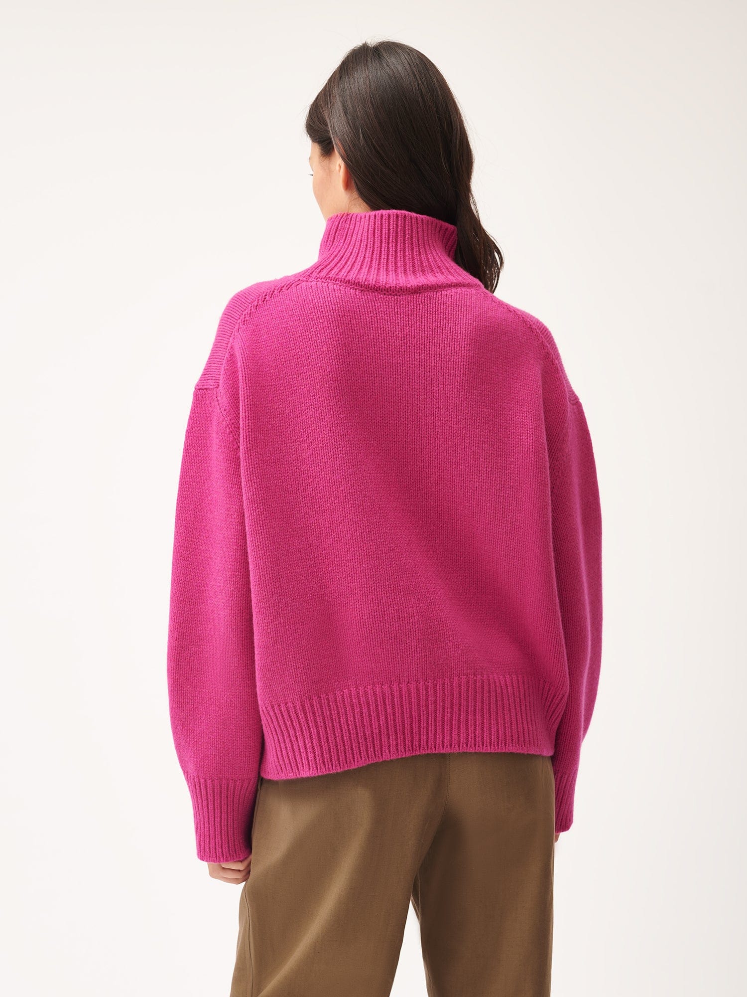 Women s Recycled Cashmere Turtleneck Sweater Tourmaline Pink