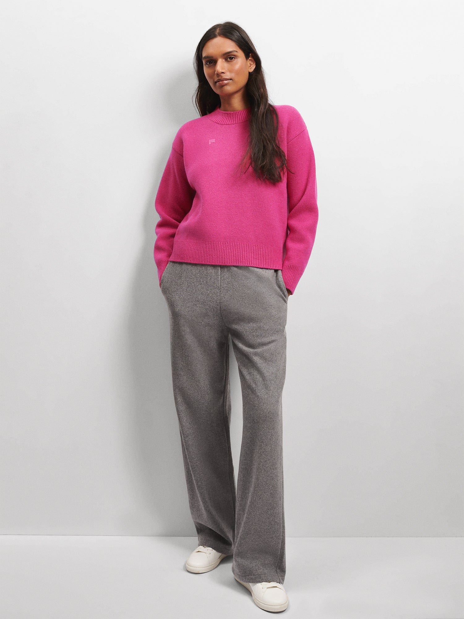 Womens pink crew top neck sweater