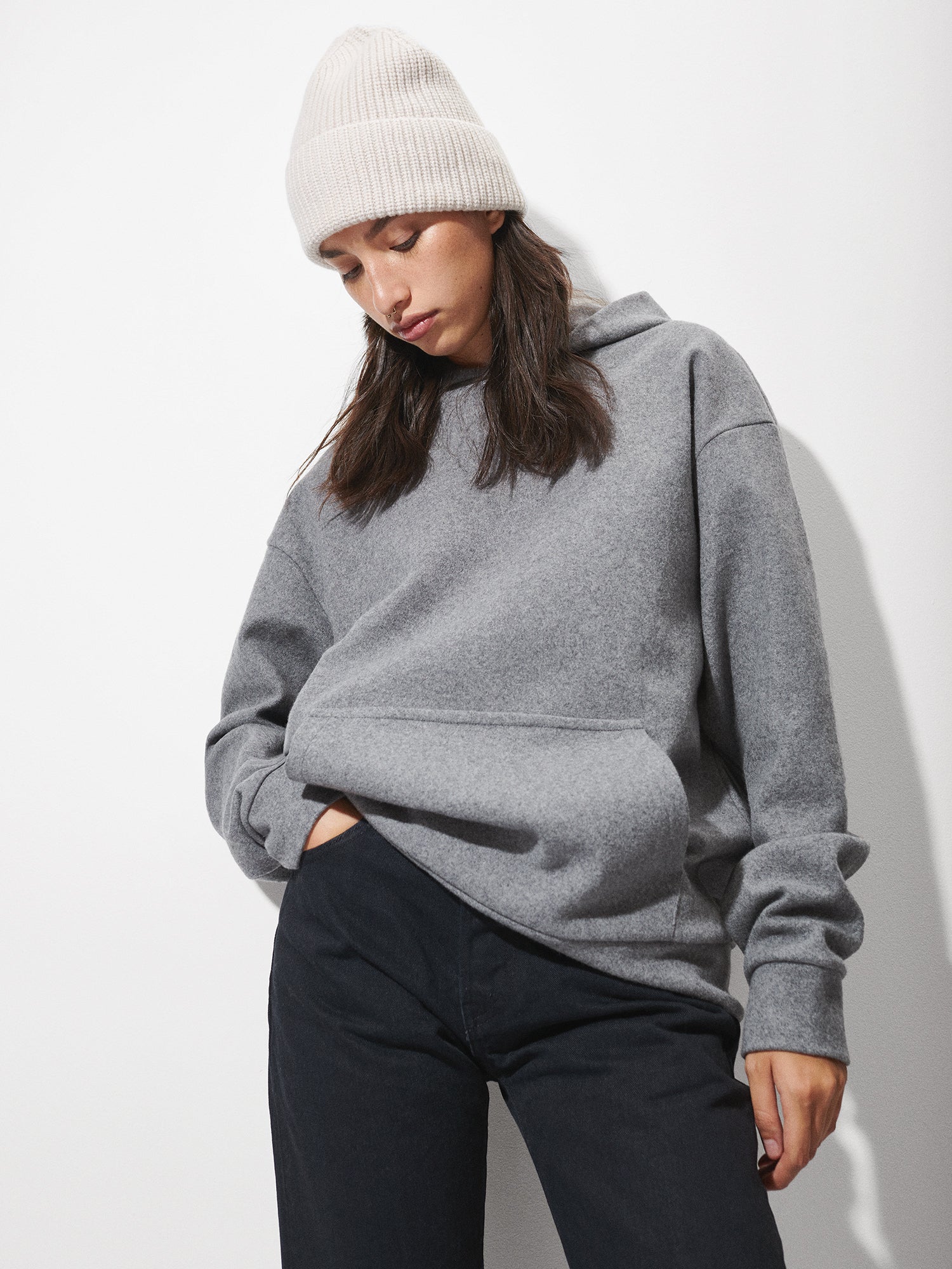 Recycled Wool Jersey Hoodie—volcanic grey