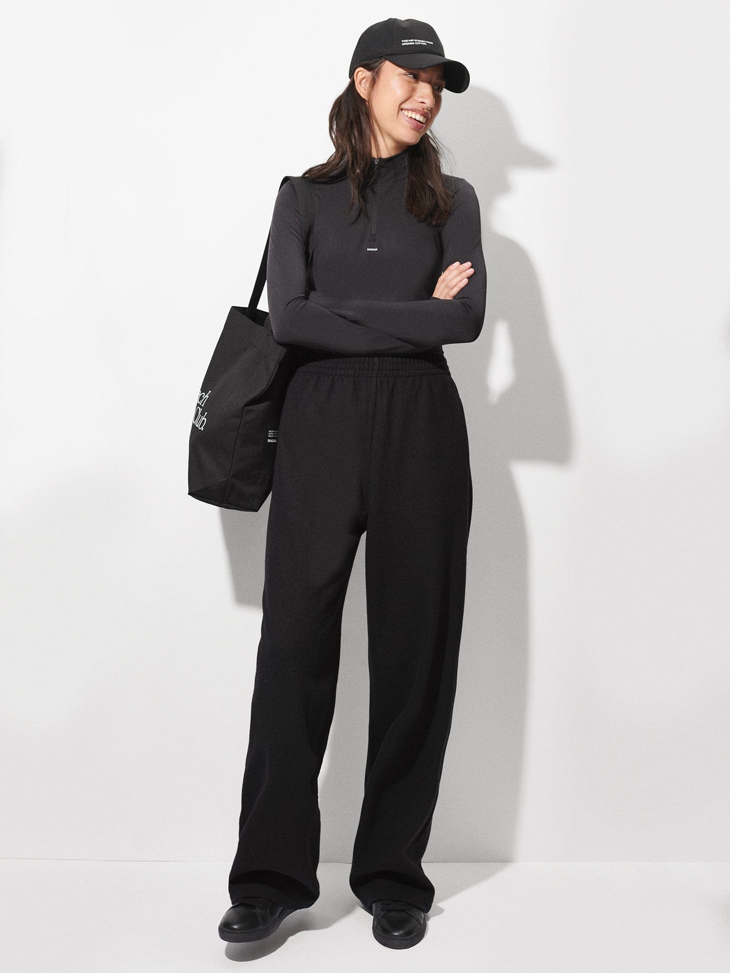 Black wide leg track hot sale pants