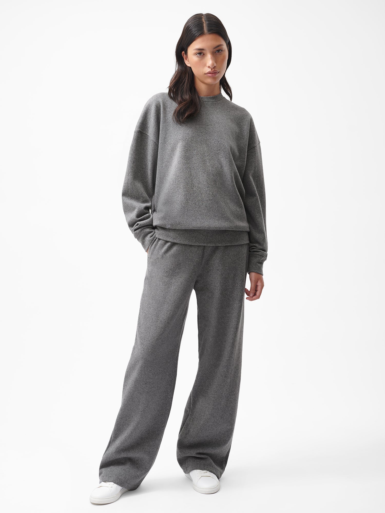Recycled Wool Jersey Wide-leg Track Pants - Volcanic Grey