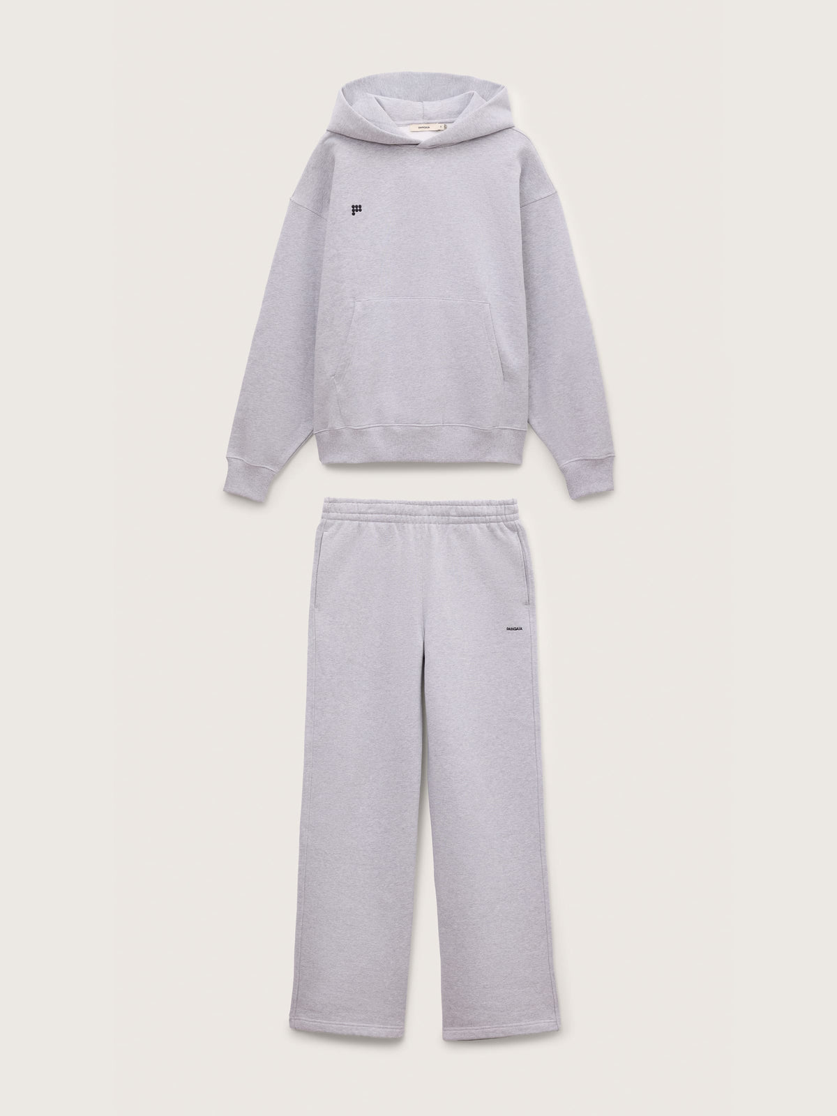 Mens Heavyweight Hoodie and Straight Leg Track Pants Set—Grey Marl