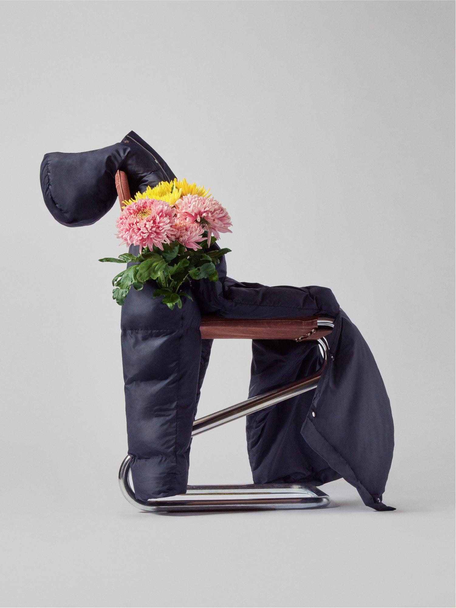 Womens Black Vegan Quilted Collarless Jacket | Flower-Warmth | PANGAIA