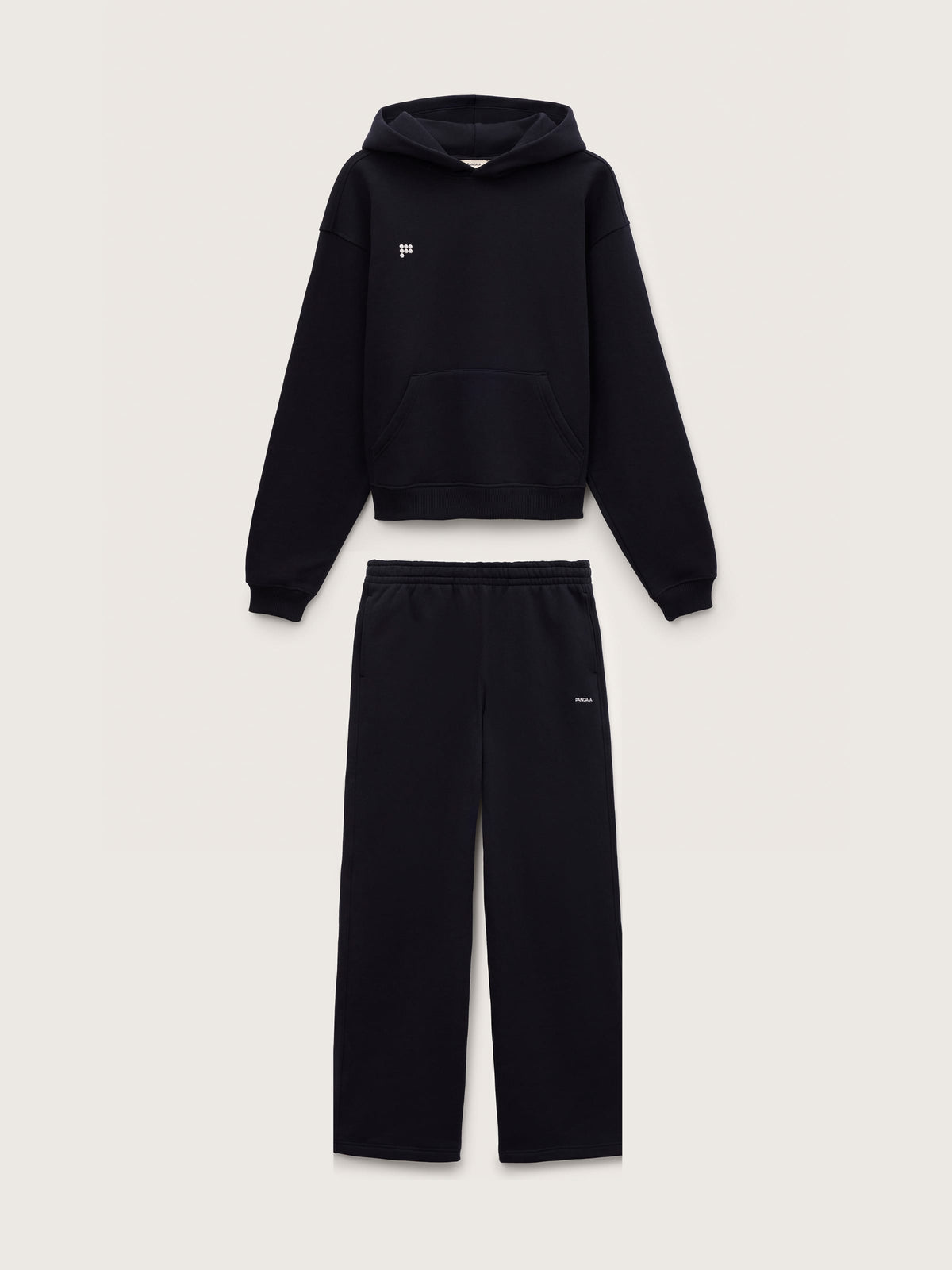 Womens Heavyweight Hoodie and Straight Leg Track Pants Set—Black