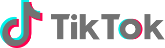 TikTok brand logo featuring a grey quaver musical note with vibrant cyan and magenta 3D shadow effect, alongside 'TikTok' text