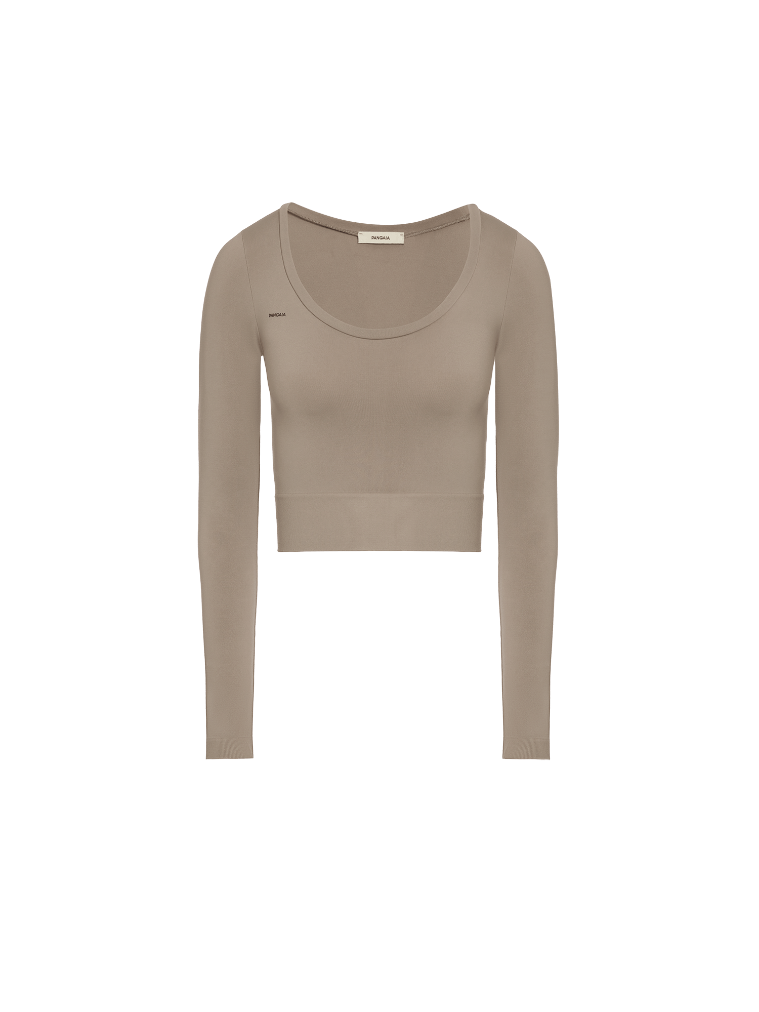 Women’s Plant-Stretch Long Sleeve Cropped Top—taupe