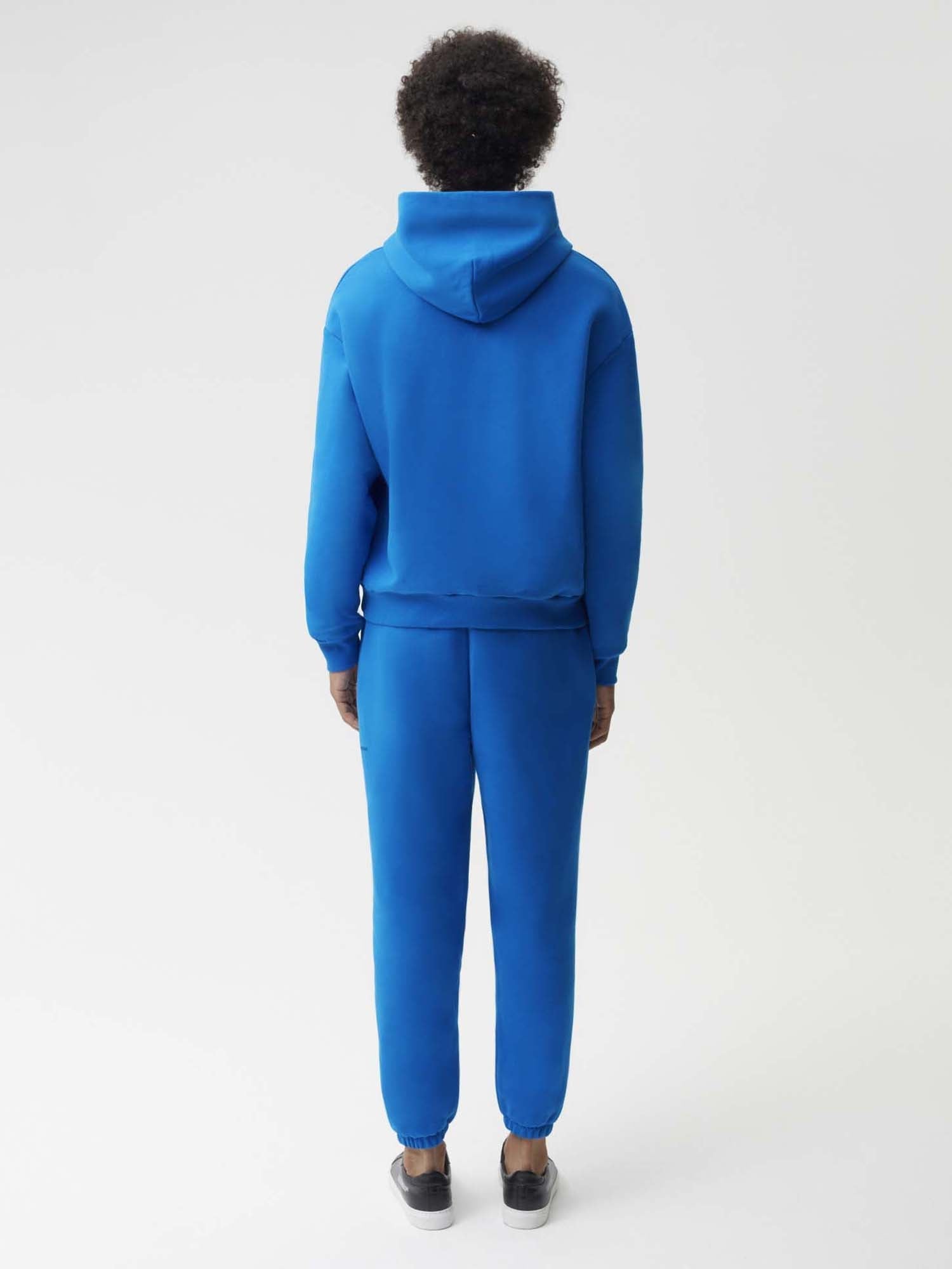 Heavyweight Recycled Cotton Hoodie Cobalt Blue Male Model