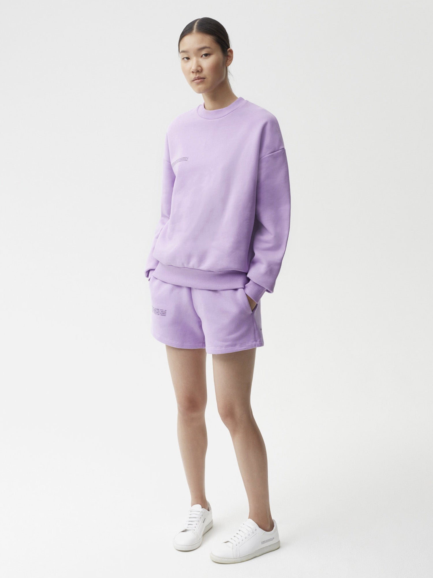 Heavyweight-Recycled-Cotton-Sweatshirt-Orchid-Purple-Female-Model-1