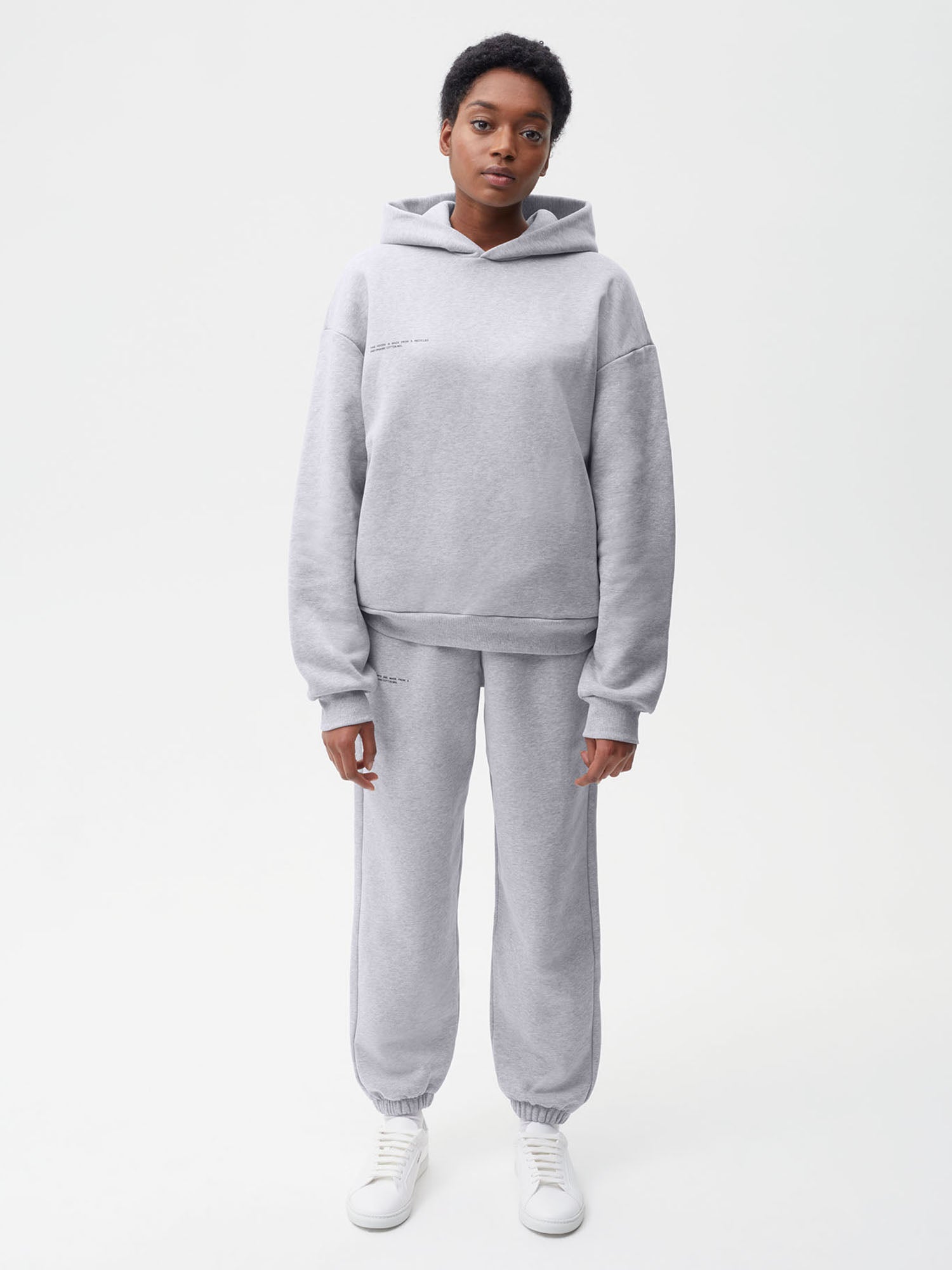 Heavyweight Recycled Cotton Track Pants Grey Marl Female Model