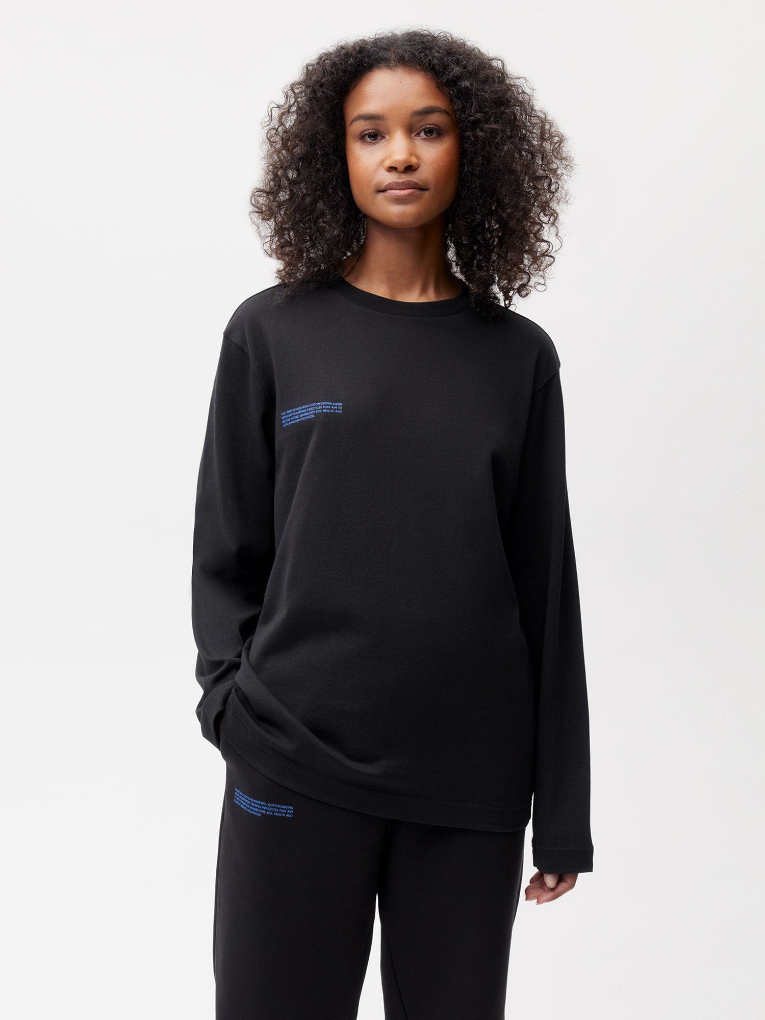 In Conversion Cotton Long Sleeve T-shirt - Black - Pangaia