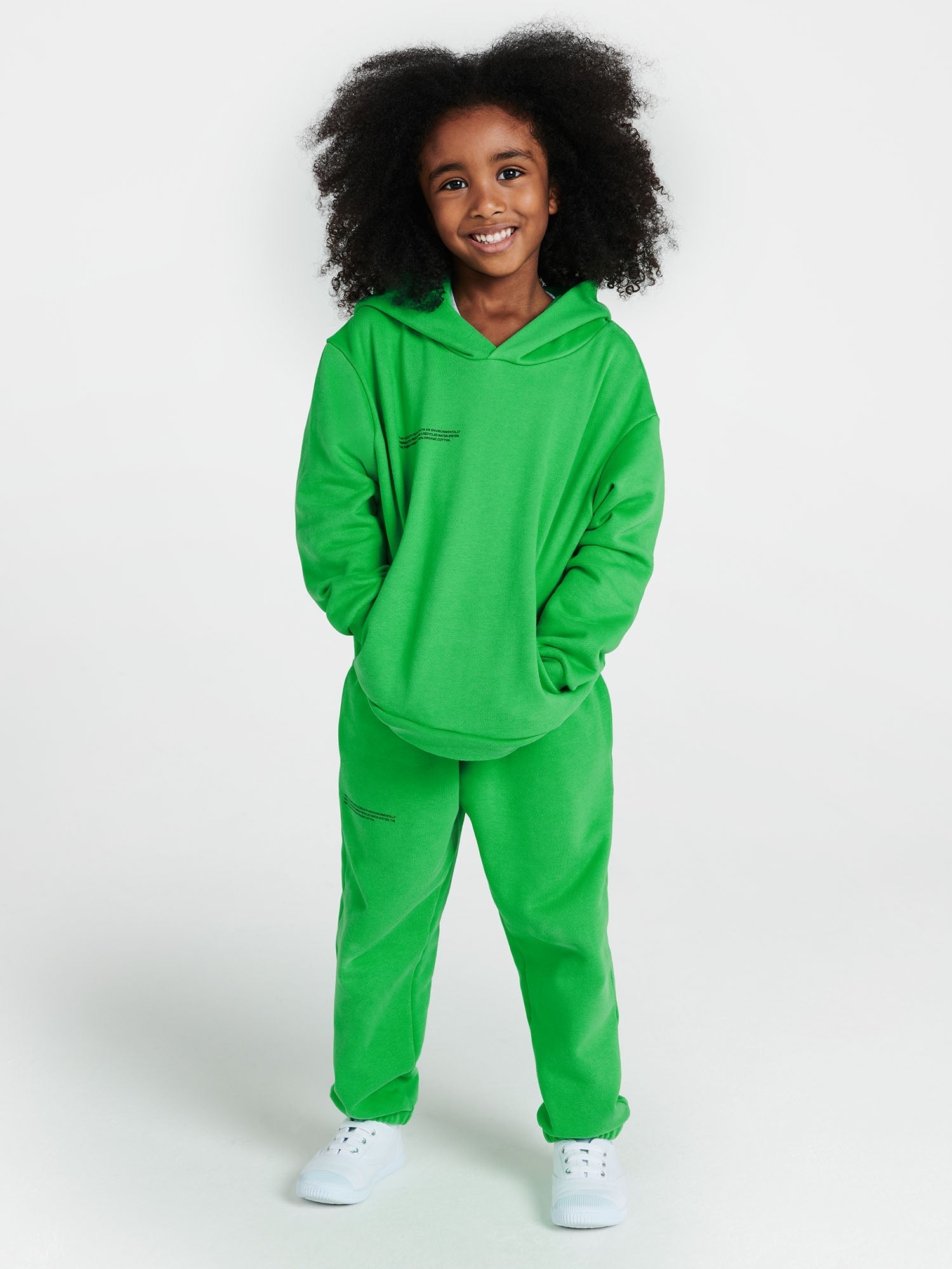 Kids Organic Cotton Hoodie Jade Green Model
