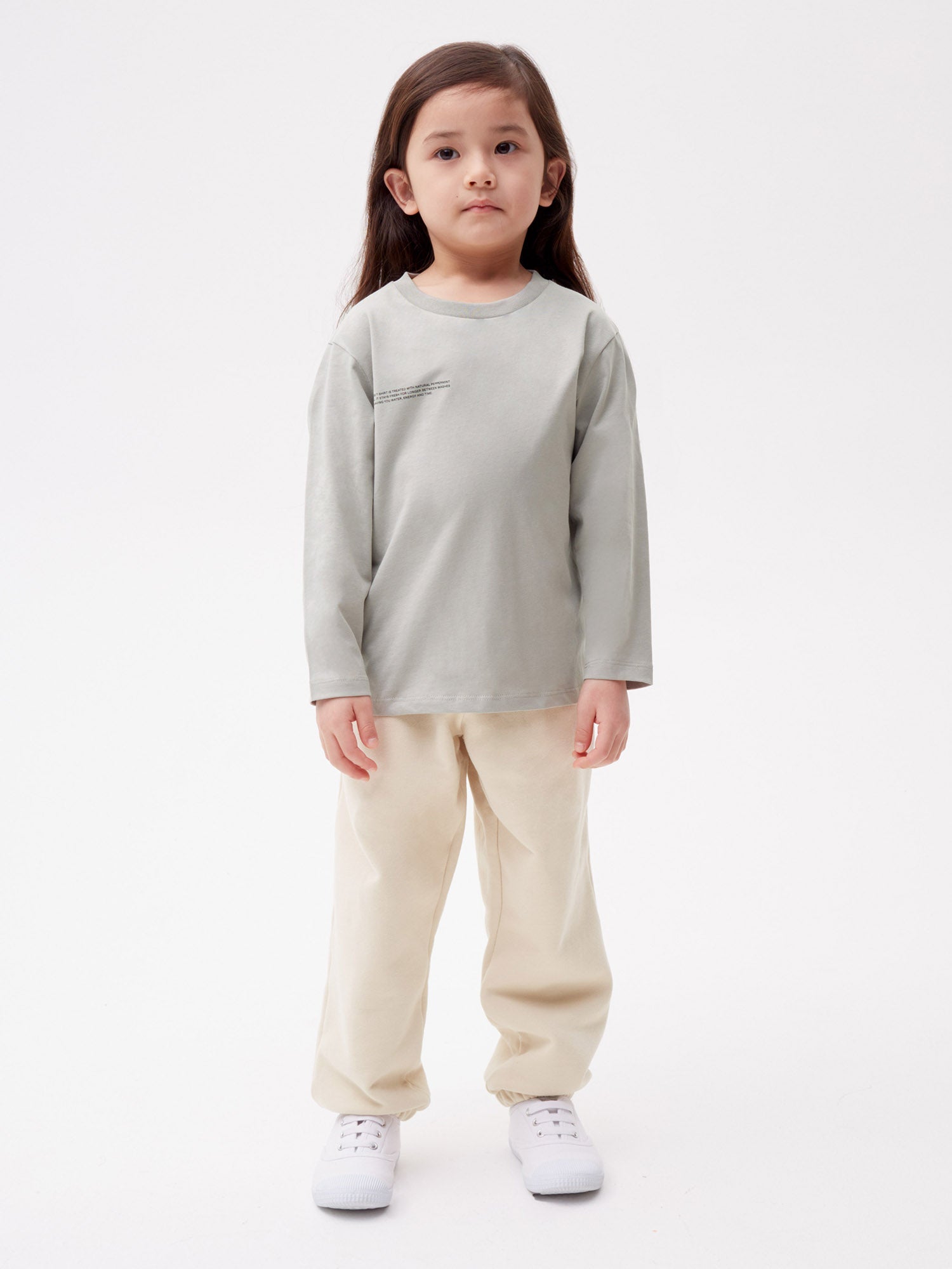 Kids Organic Cotton Long Sleeve T Shirt Stone