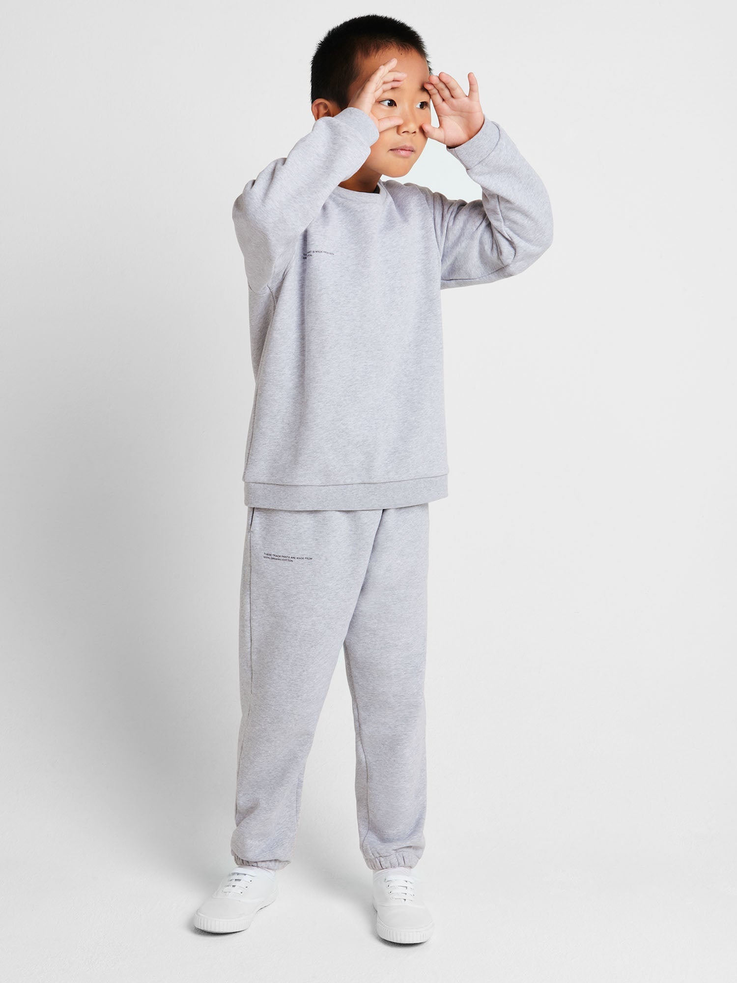 Kids Organic Cotton Sweatshirt Pale Grey Melange Model
