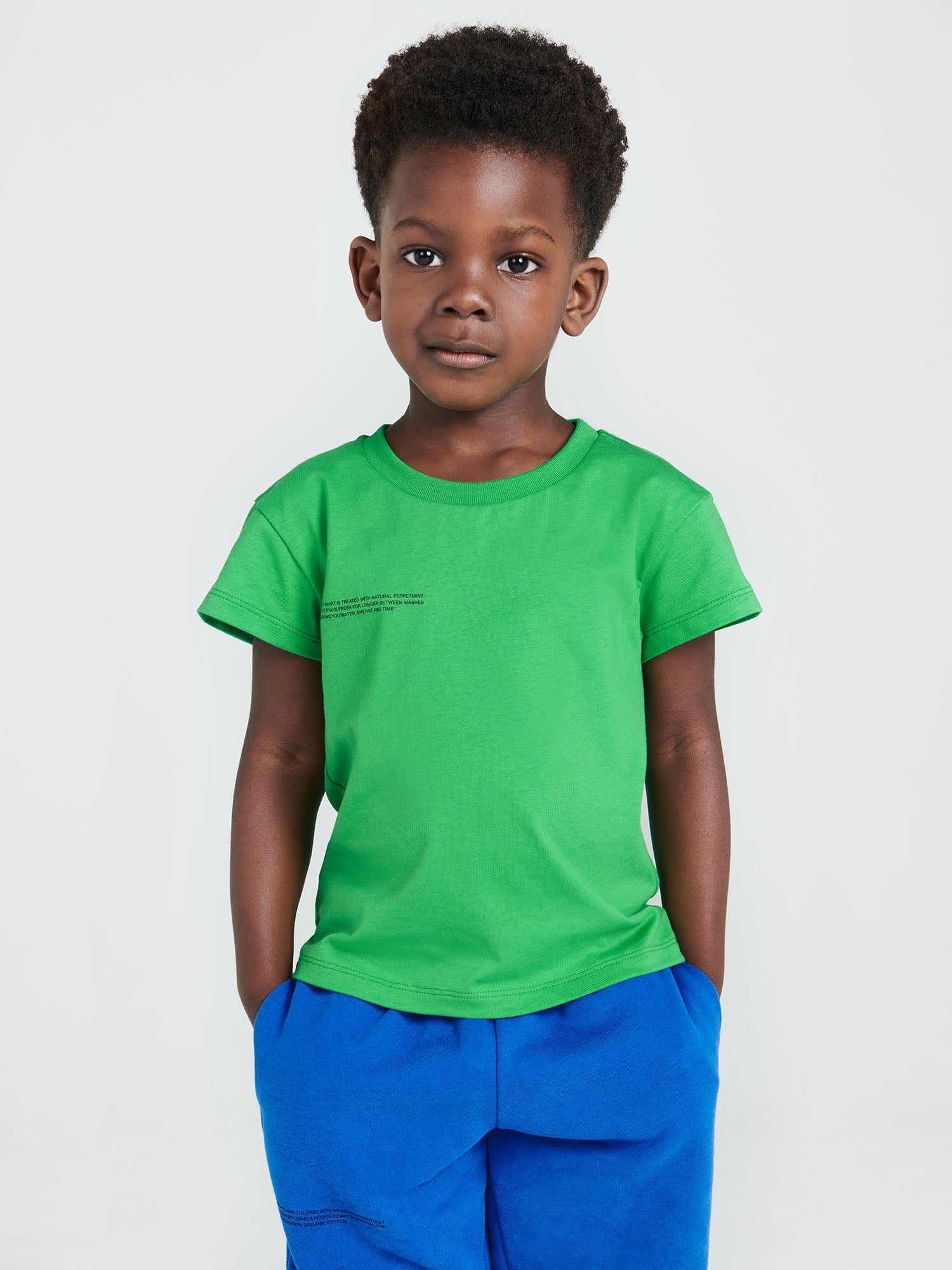 Kids Organic Cotton T Shirt Jade Green Model