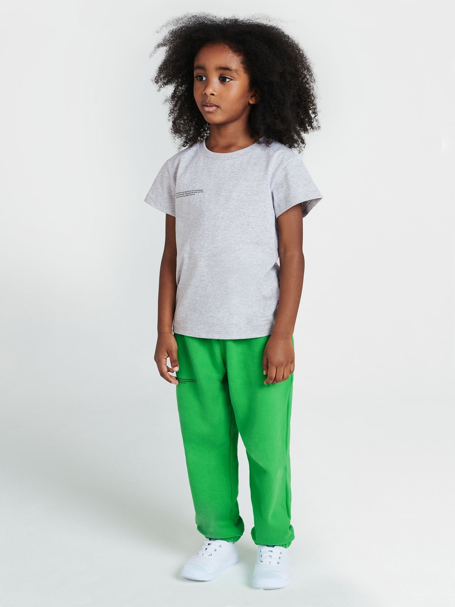 Kids Organic Cotton Trackpants Jade Green Model jpg
