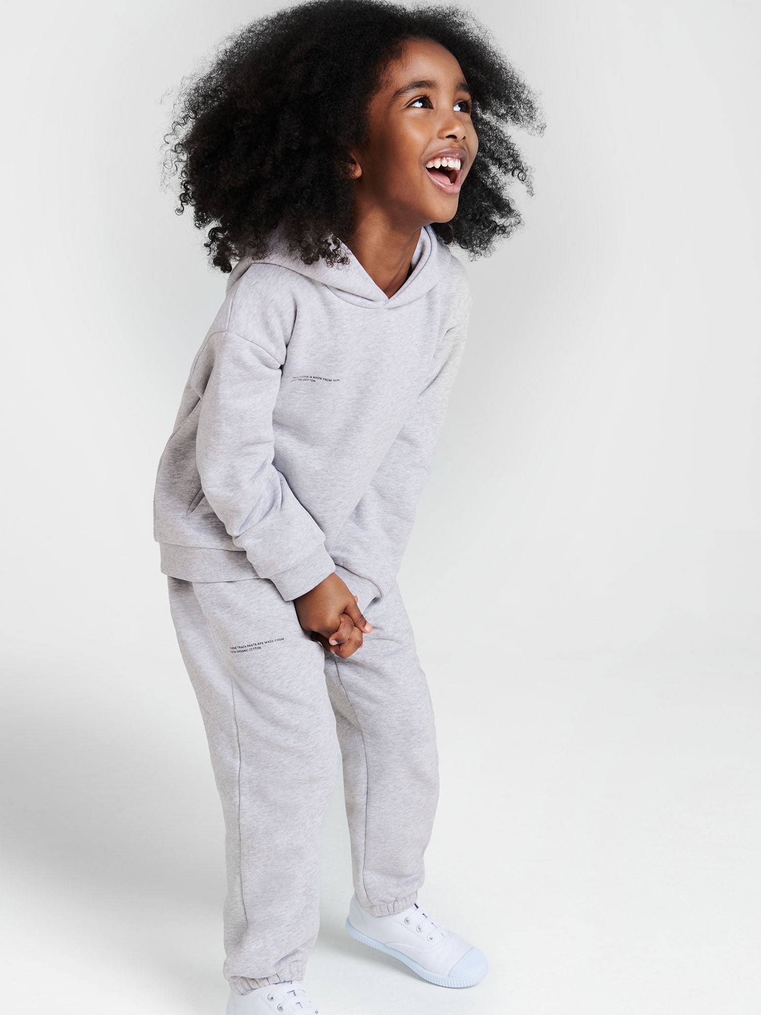 Kids Organic Cotton Trackpants Pale Grey Melange Model