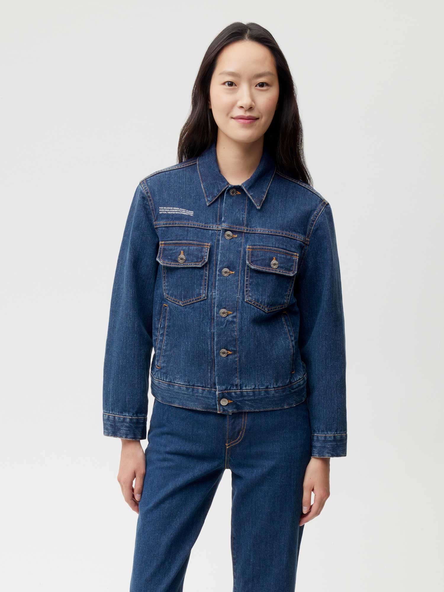 Mid Wash Nettle Denim Jacket | Pangaia