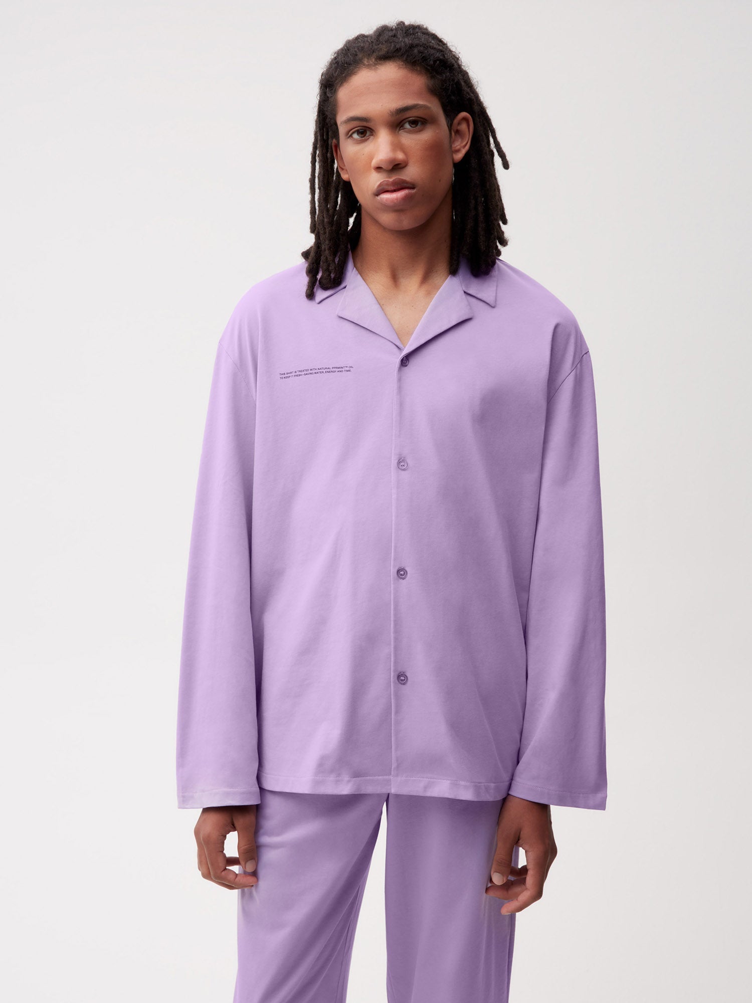 Organic Cotton Button Down Pajama Top Orchid Purple Male