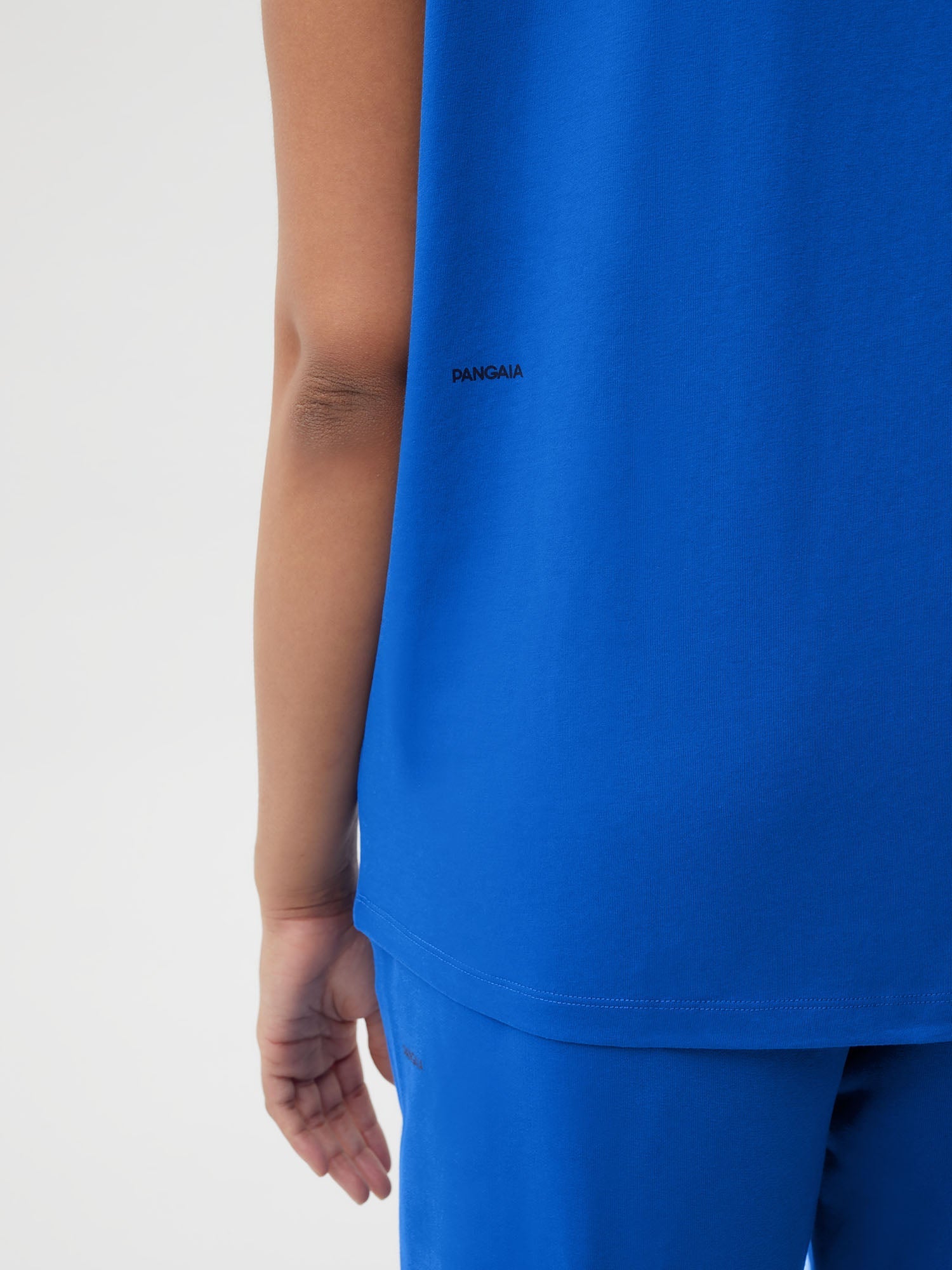 Organic Cotton Cropped Shoulder T Shirt Cobalt Blue Female