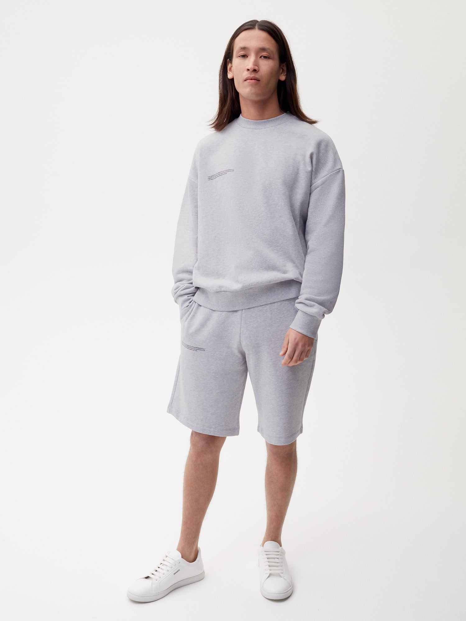 Organic Cotton Long Shorts Grey Marl Male