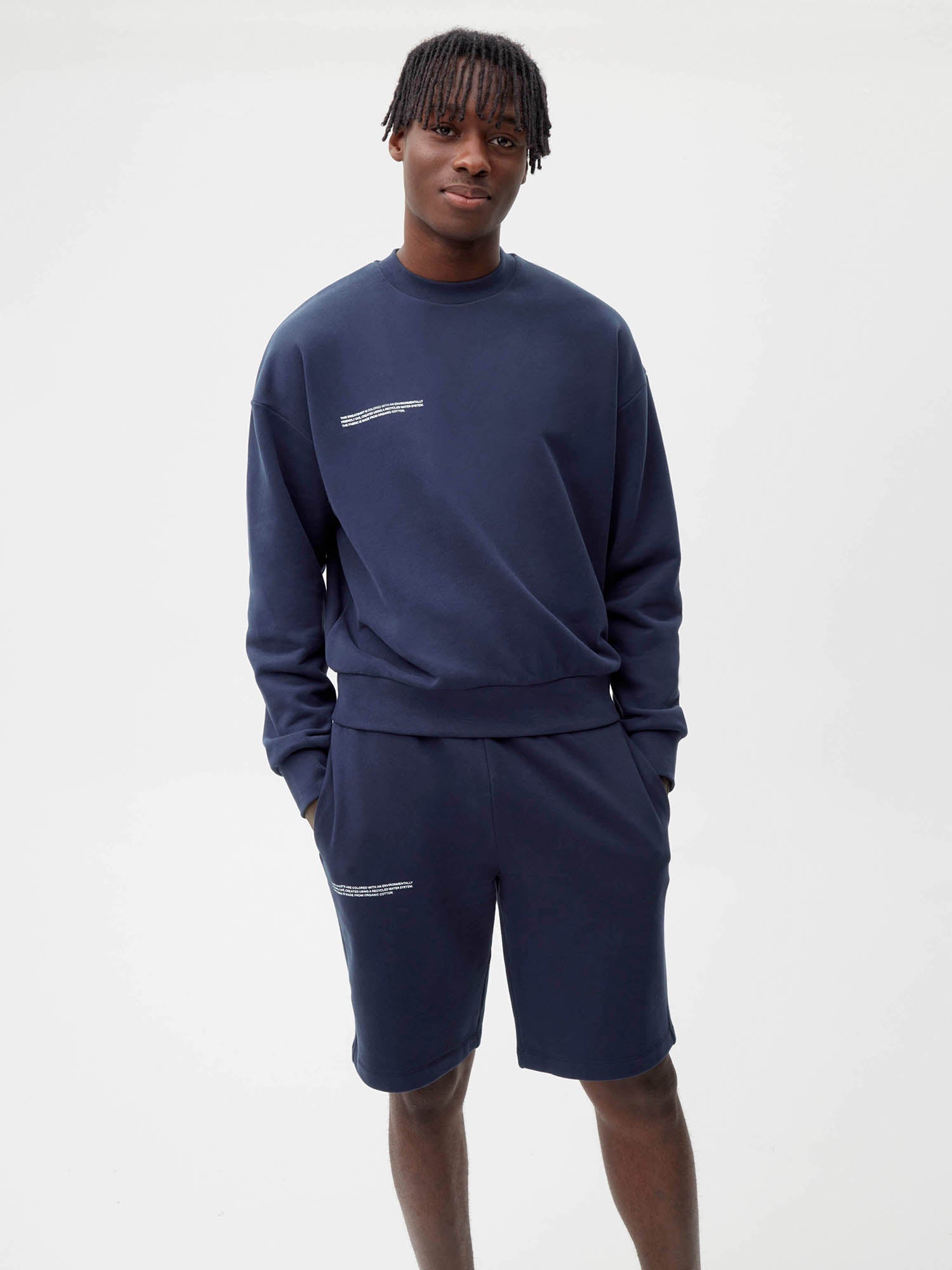 Organic Cotton Long Shorts Navy Blue Male