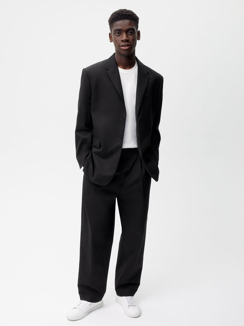 Men's Organic Cotton Oversized Tailored Blazer - Black - Pangaia