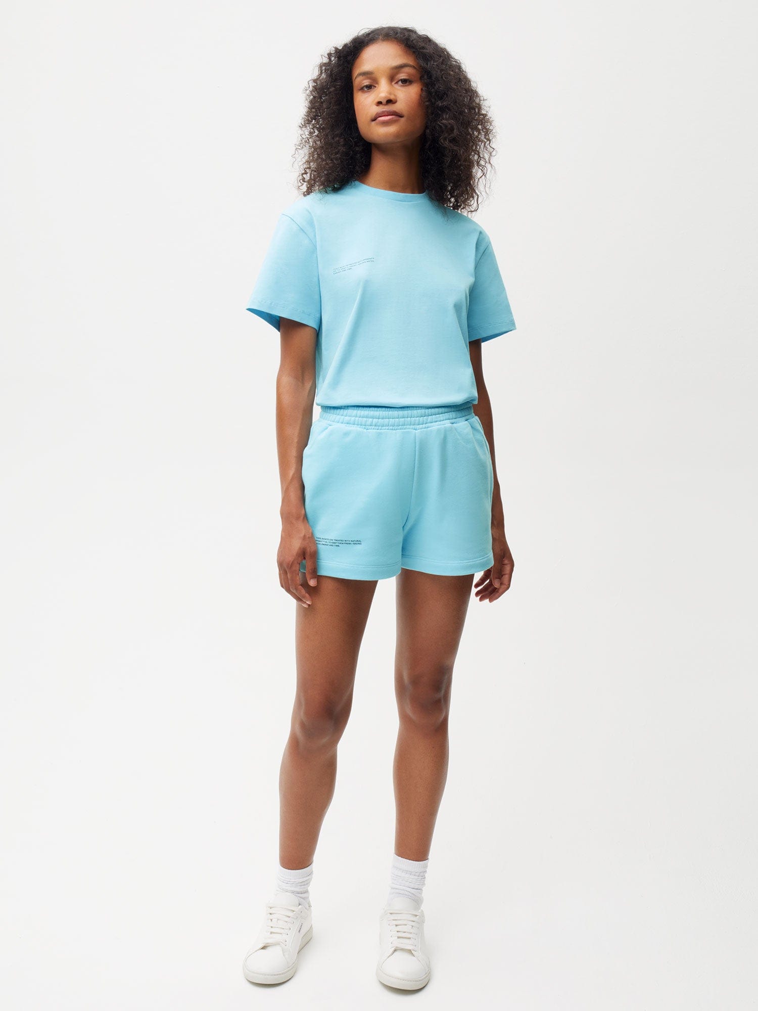 New Pangaia 3-Piece Set Crop Tees & Shorts set in Pacific Ocean Blue - XS/S online